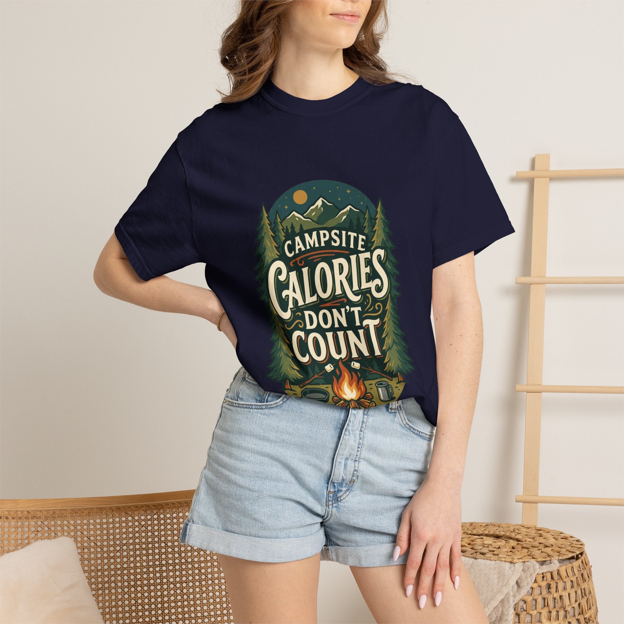 Campsite Calories Don’t Count Graphic T-Shirt — Camping Campfire Outdoors Tee