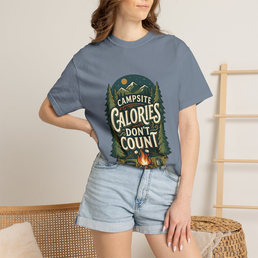 Campsite Calories Don’t Count Graphic T-Shirt — Camping Campfire Outdoors Tee