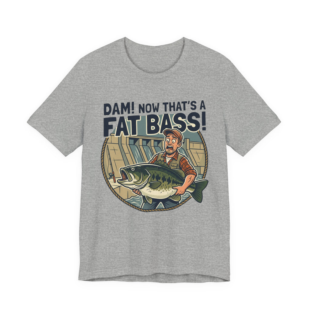 Fishing T‑Shirt – "Dam! Now That’s a Fat Bass!" Retro Angler Tee