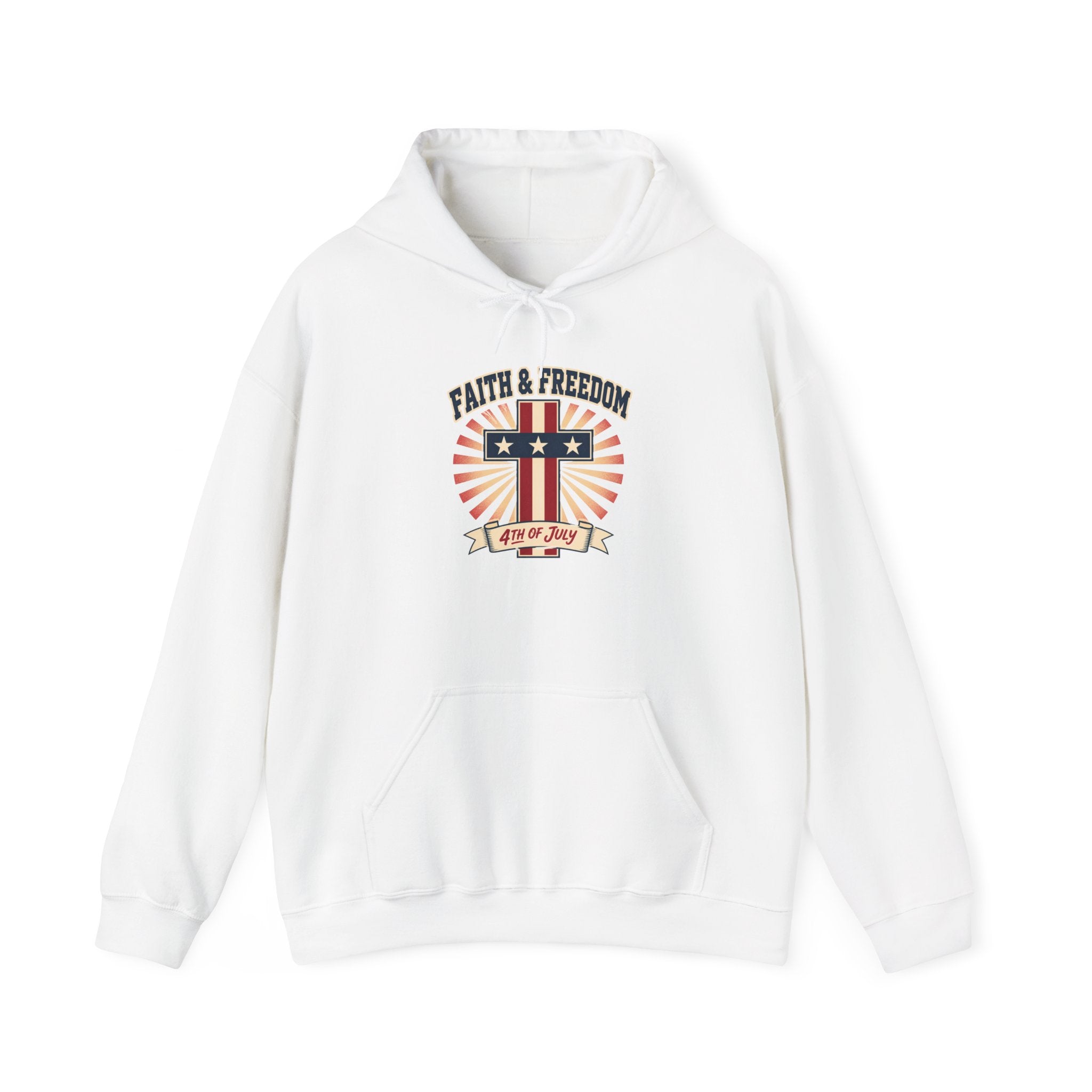 Faith & Freedom Retro Patriotic Hoodie | faith-based July 4th liberty