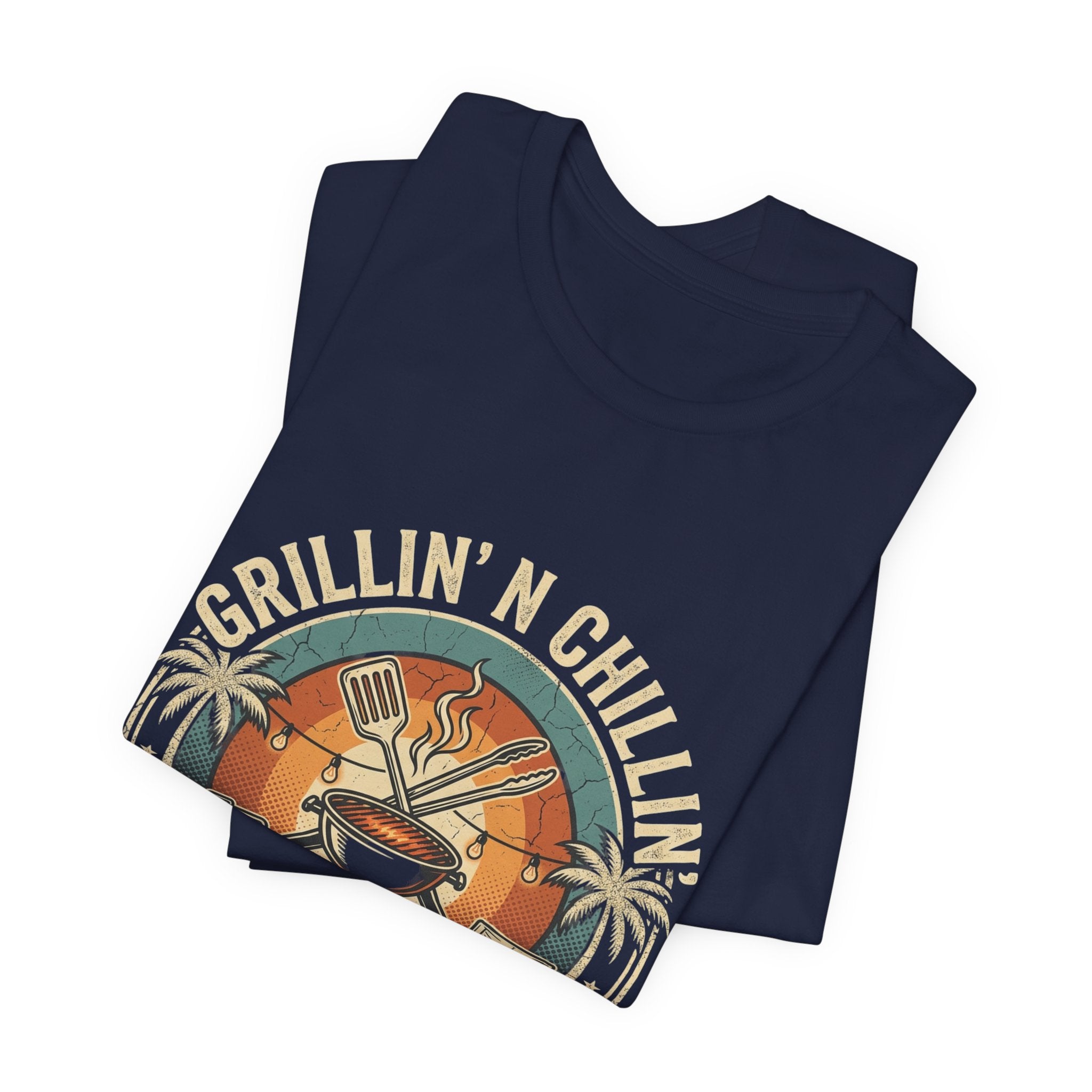 Grillin' N Chillin' T-Shirt - Vintage BBQ Grill Tee for Summer Cookouts