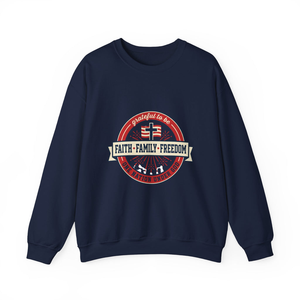 Faith • Family • Freedom Crewneck Sweatshirt | Faith-based Patriotic, Vintage Americana
