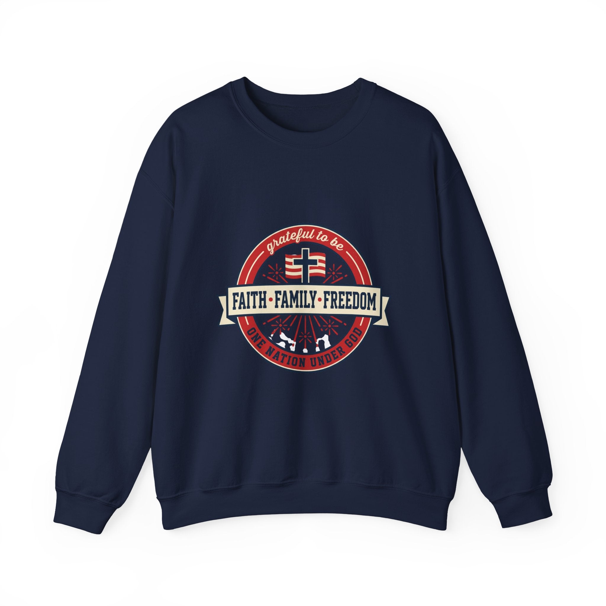 Faith • Family • Freedom Crewneck Sweatshirt | Faith-based Patriotic, Vintage Americana