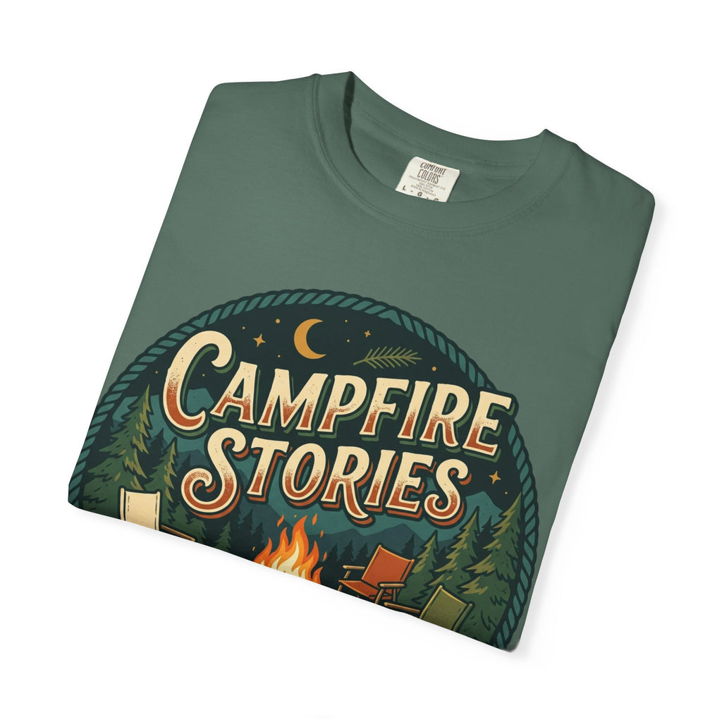 Campfire Stories T-Shirt — Vintage Camping Graphic Tee ("Campfire Stories" Loading)