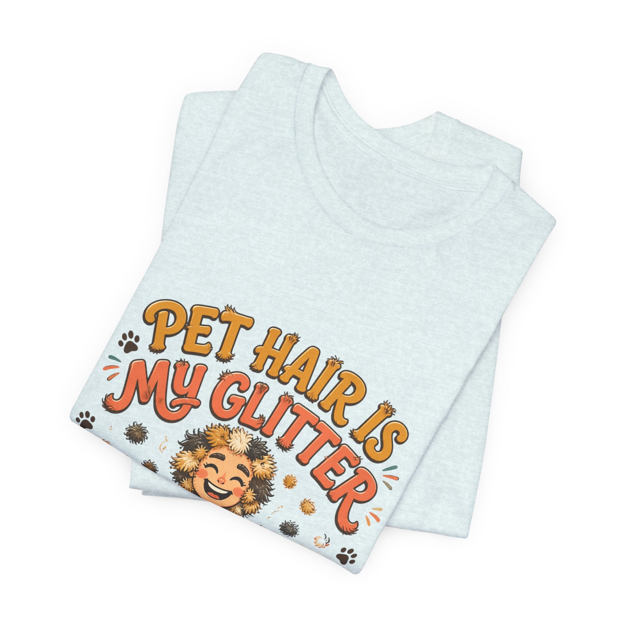 Pet Hair Is My Glitter T-Shirt — Cute Pet Lover Tee with Dog & Cat Illustration