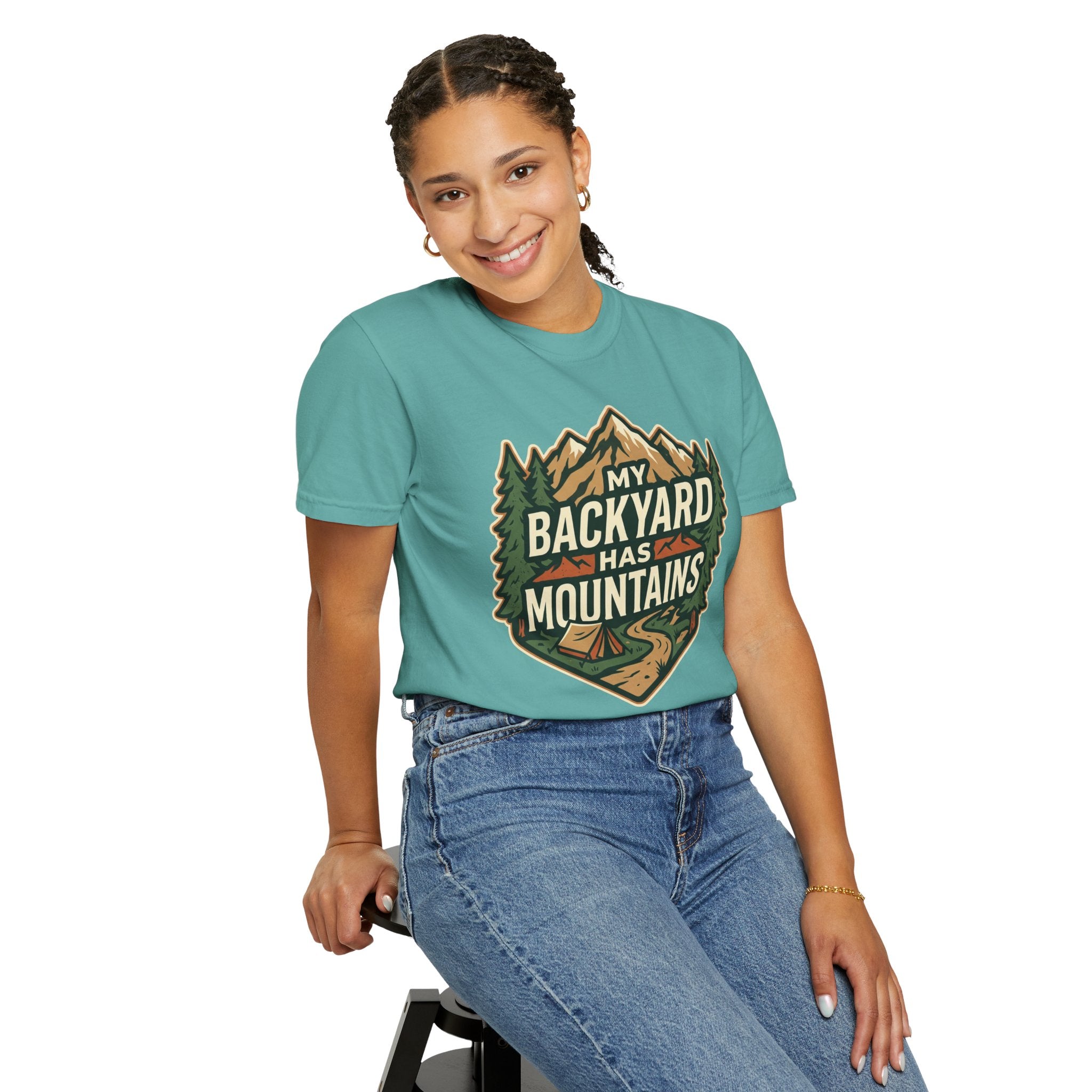 My Backyard Has Mountains T-Shirt — Outdoor Camping Graphic Tee