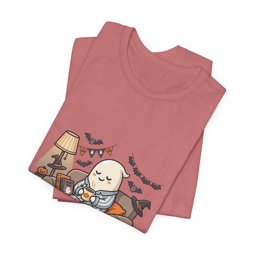 Halloween Ghost Tee — "Just Here for the Boos" Cute Spooky Graphic Shirt