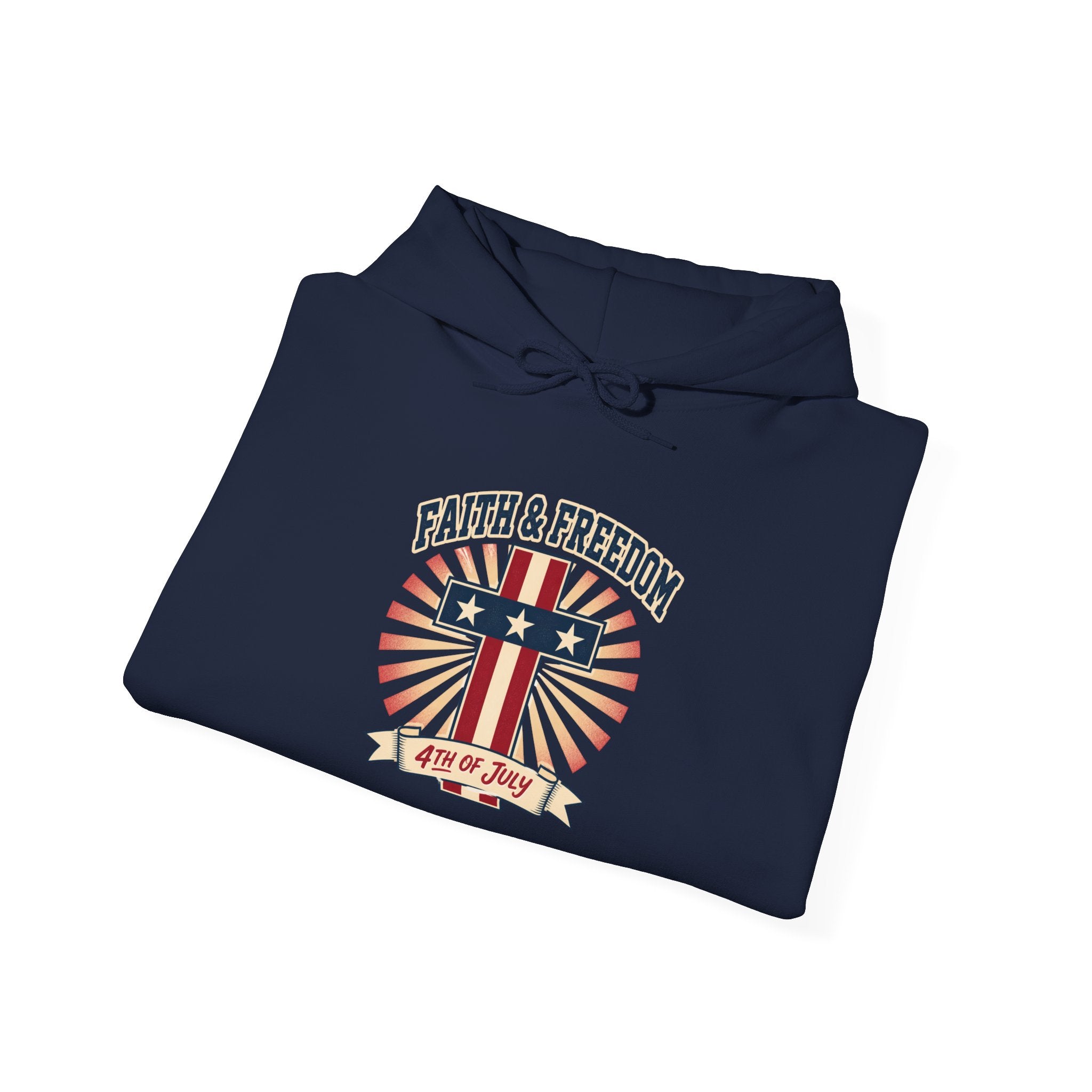 Faith & Freedom Retro Patriotic Hoodie | faith-based July 4th liberty