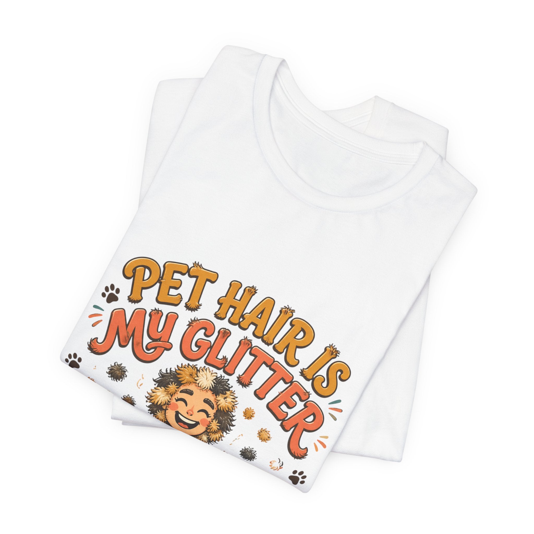 Pet Hair Is My Glitter T-Shirt — Cute Pet Lover Tee with Dog & Cat Illustration