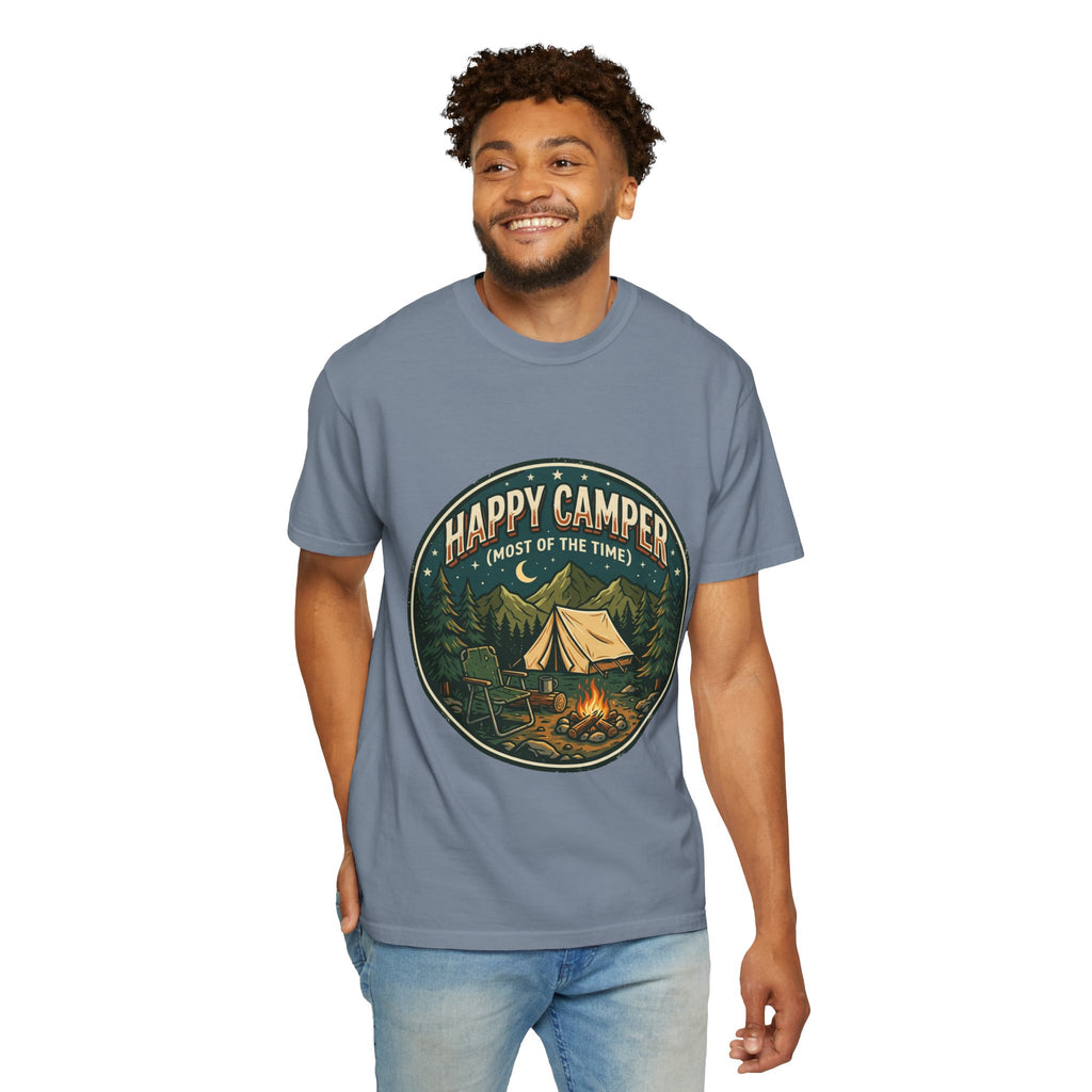 Happy Camper T-Shirt — Campfire Tent Graphic Tee