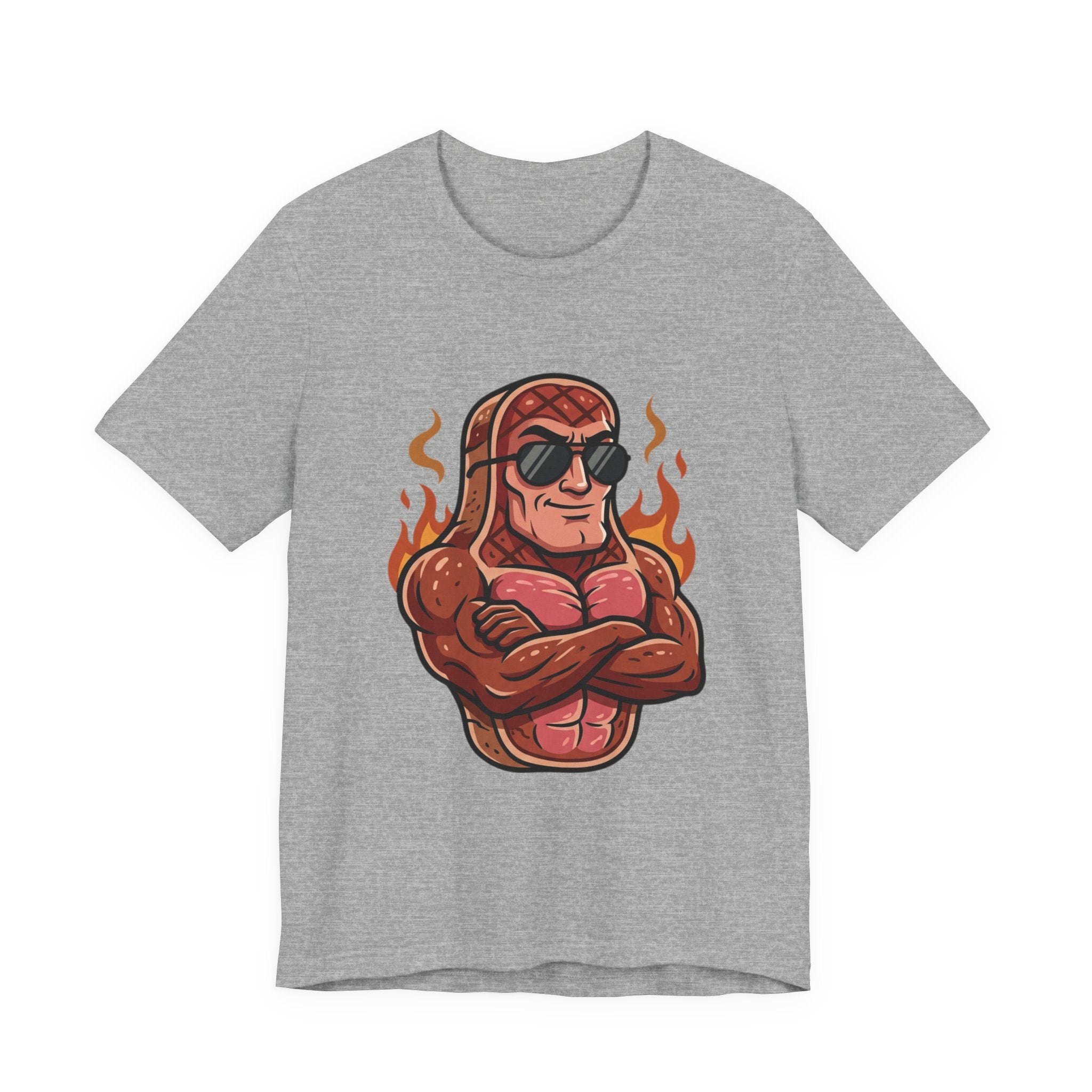 Grillin' Muscle Steak T-Shirt — Funny BBQ Meat Mascot Tee
