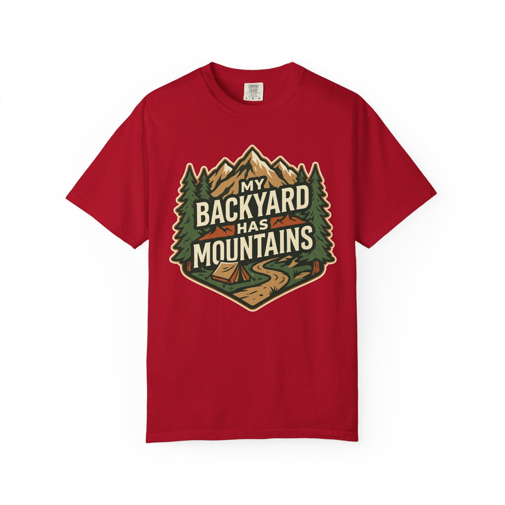My Backyard Has Mountains T-Shirt — Outdoor Camping Graphic Tee
