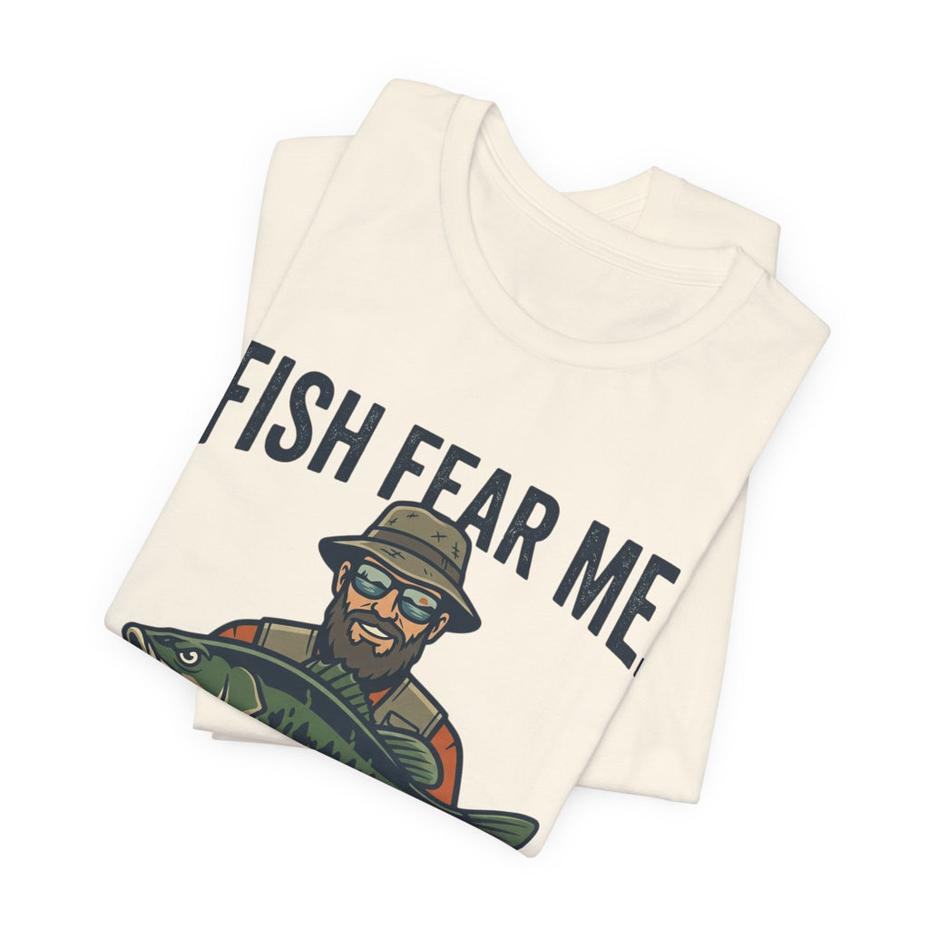 Fishing T‑Shirt — "Fish Fear Me, My Wife Tolerates Me" Funny Fisherman Tee