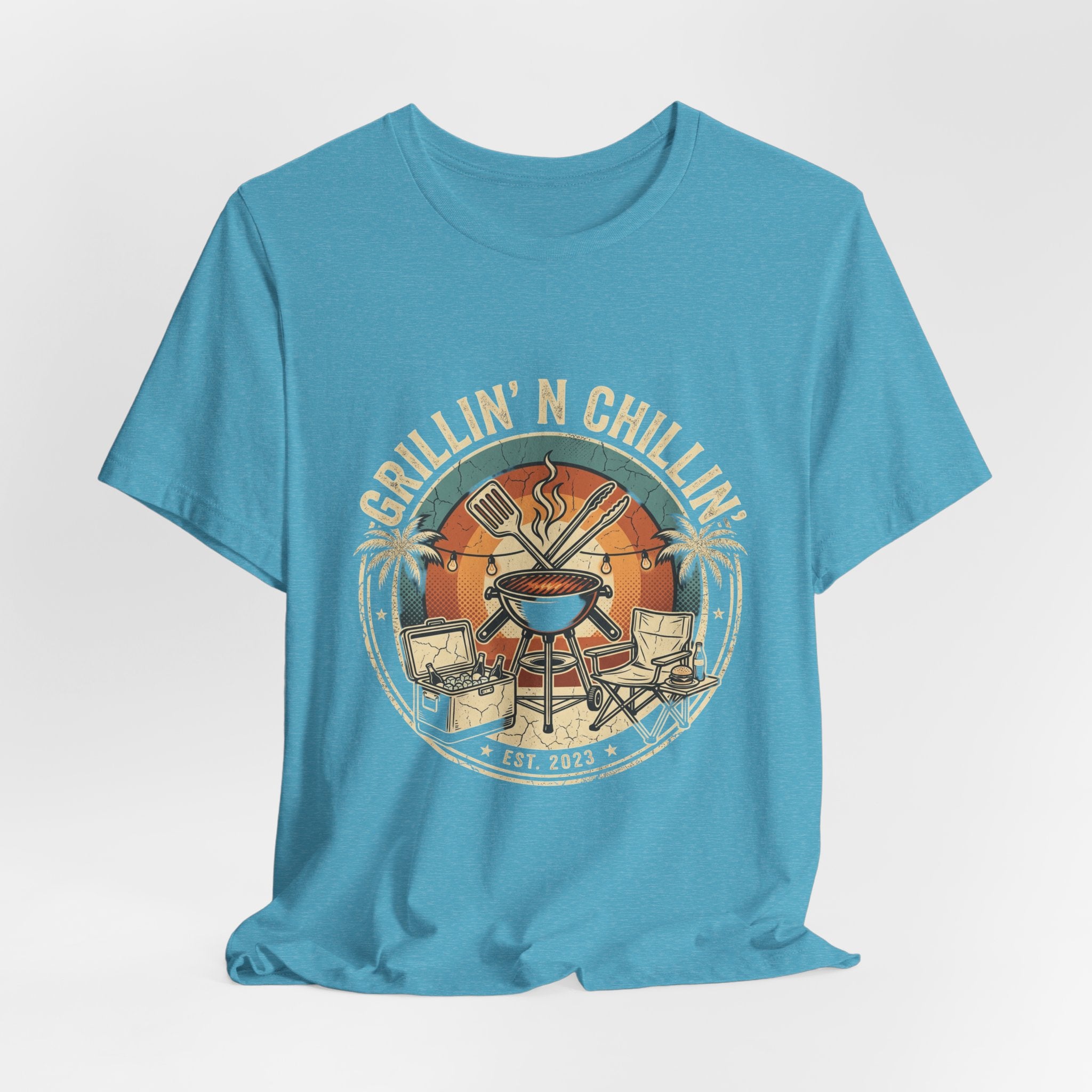 Grillin' N Chillin' T-Shirt - Vintage BBQ Grill Tee for Summer Cookouts