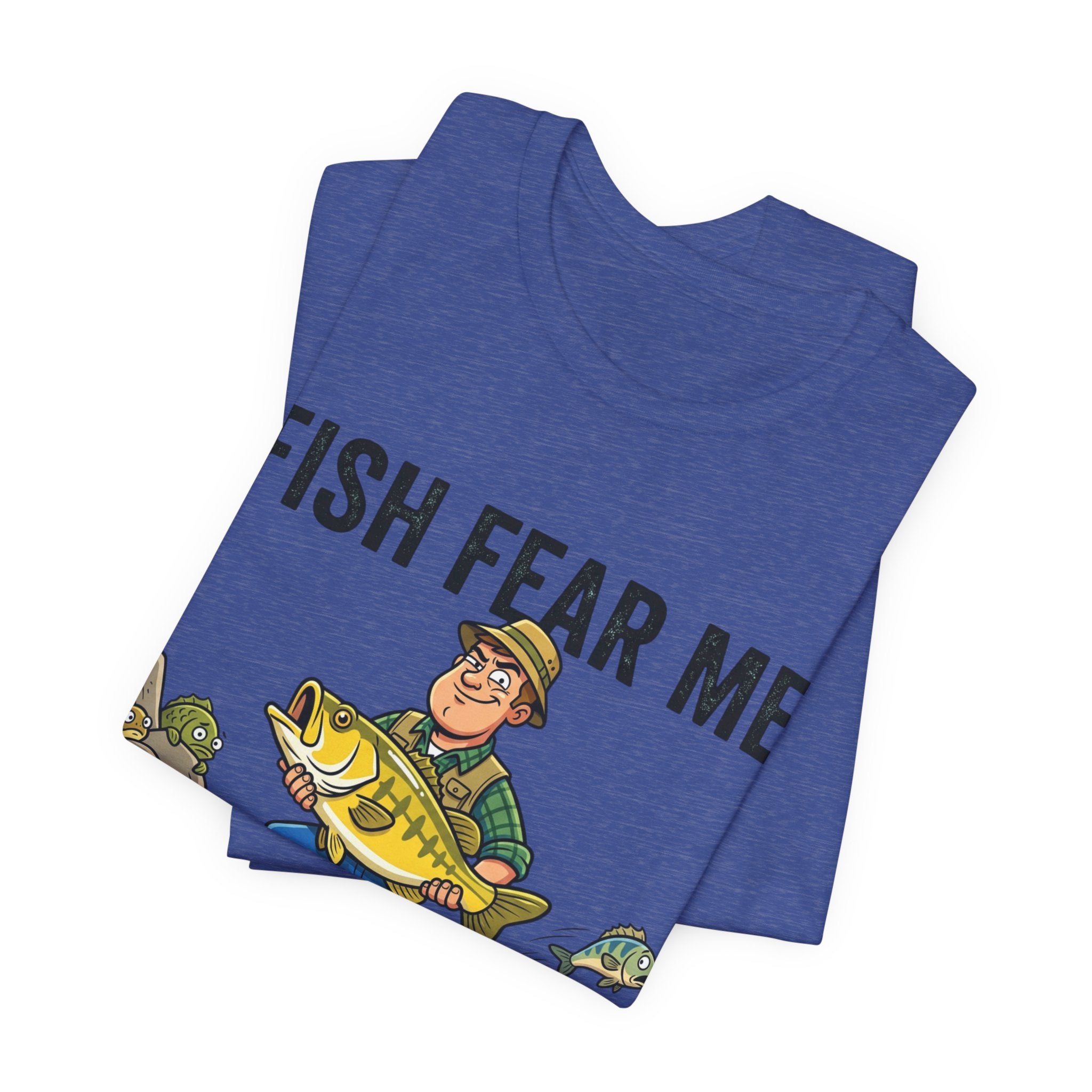 Fishing Humor T-Shirt — "Fish Fear Me. My Wife Tolerates Me." Graphic Tee