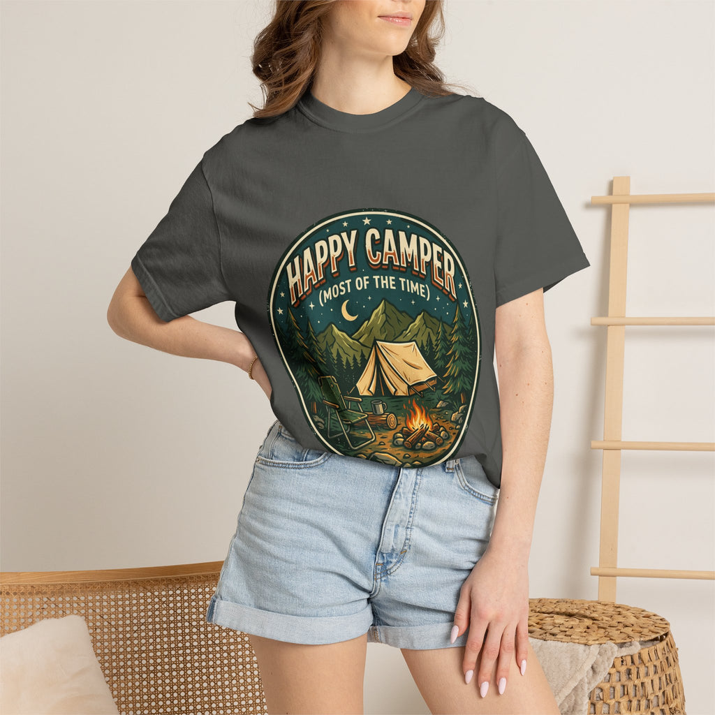 Happy Camper T-Shirt — Campfire Tent Graphic Tee