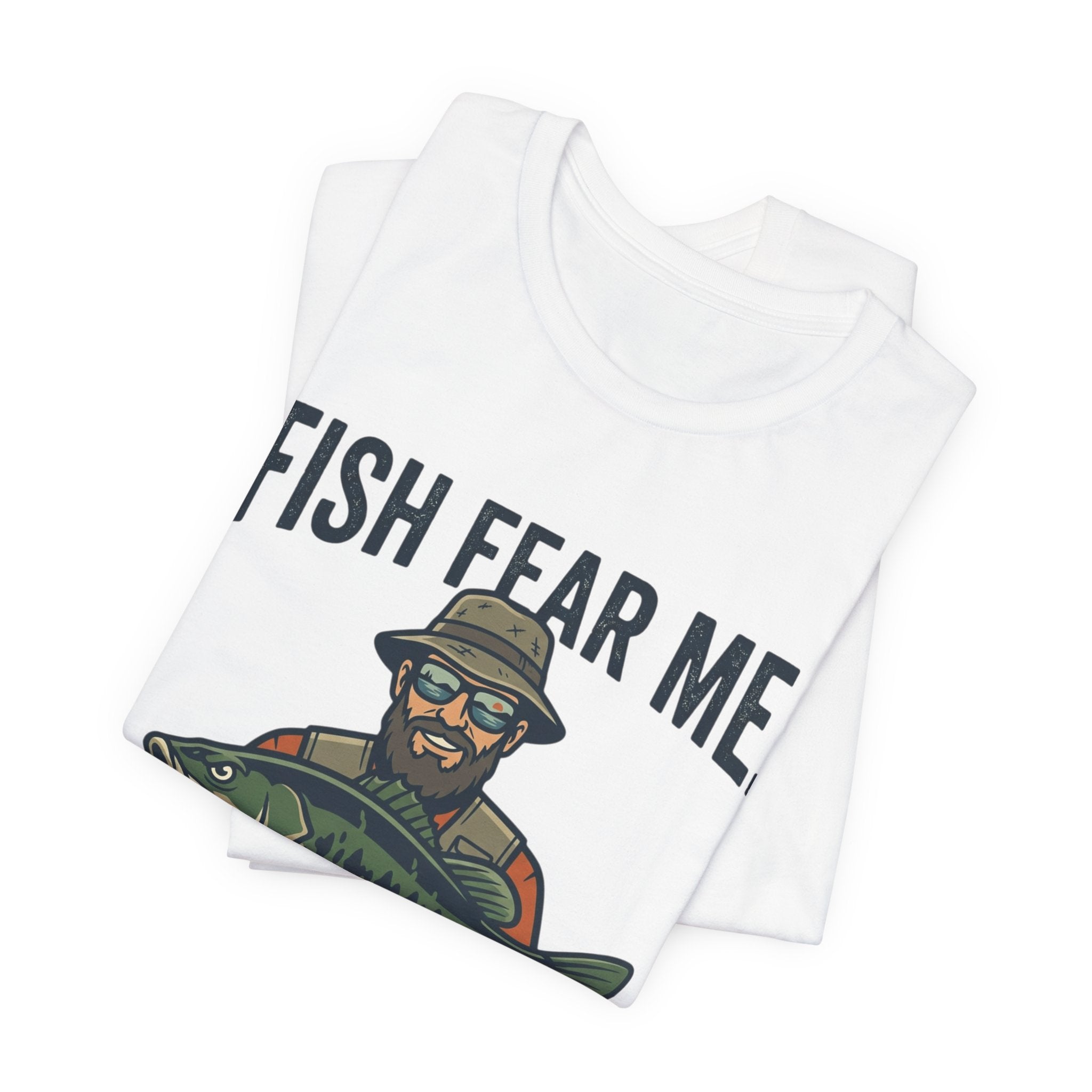 Fishing T‑Shirt — "Fish Fear Me, My Wife Tolerates Me" Funny Fisherman Tee