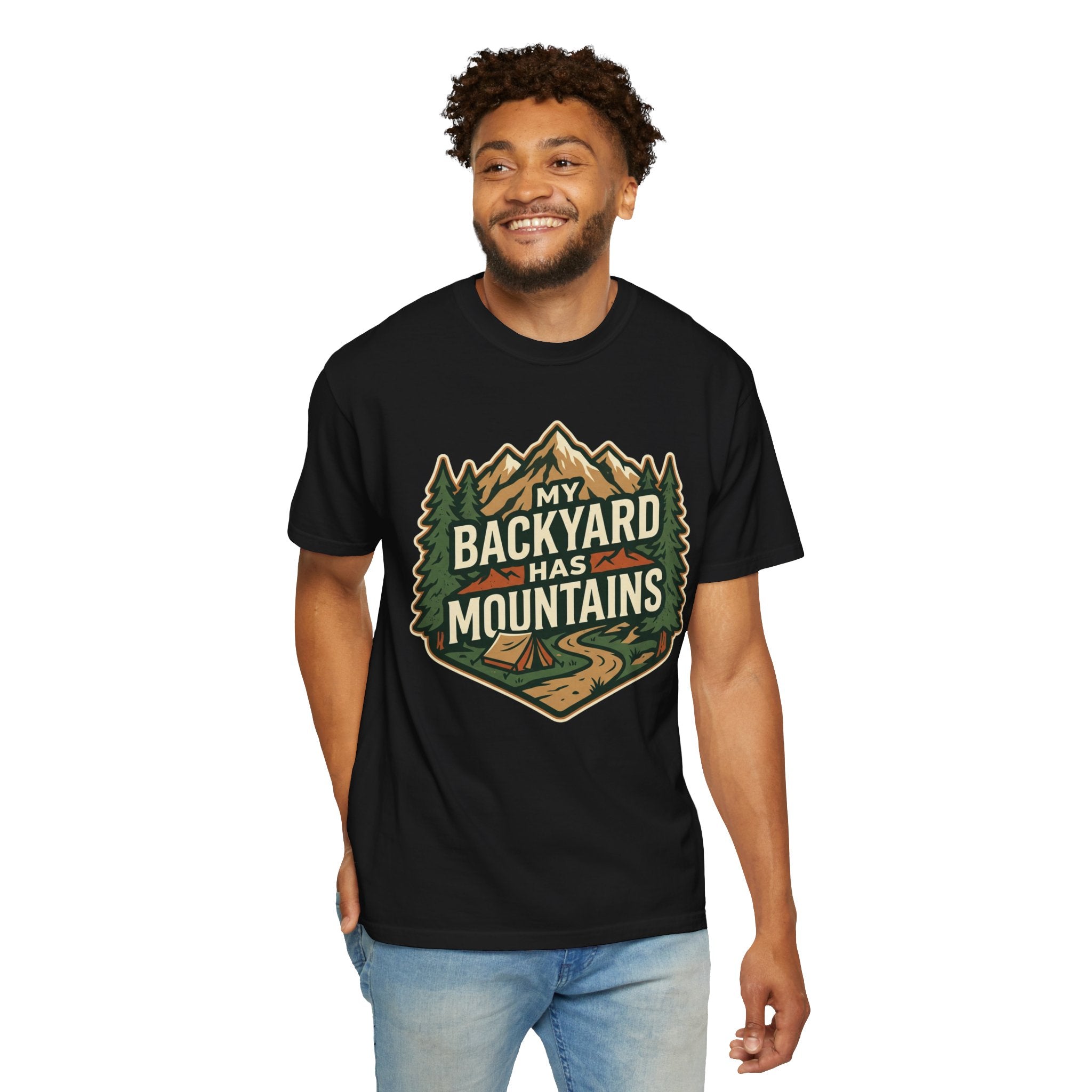My Backyard Has Mountains T-Shirt — Outdoor Camping Graphic Tee