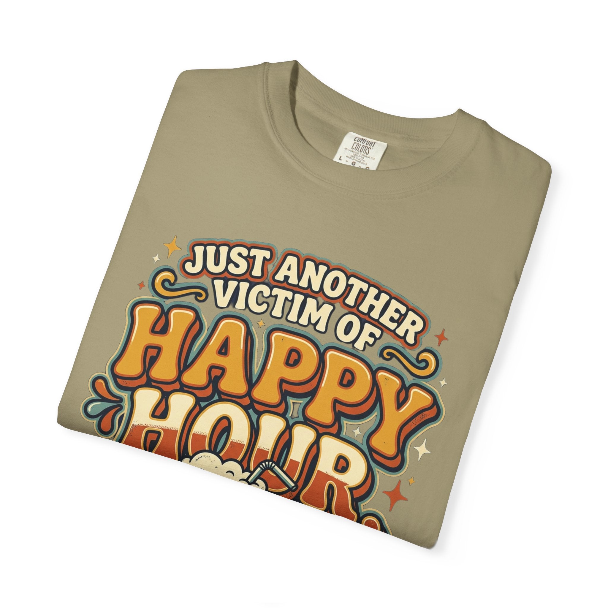 Happy Hour T-Shirt — "Just Another Victim of Happy Hour" Funny Bar Tee