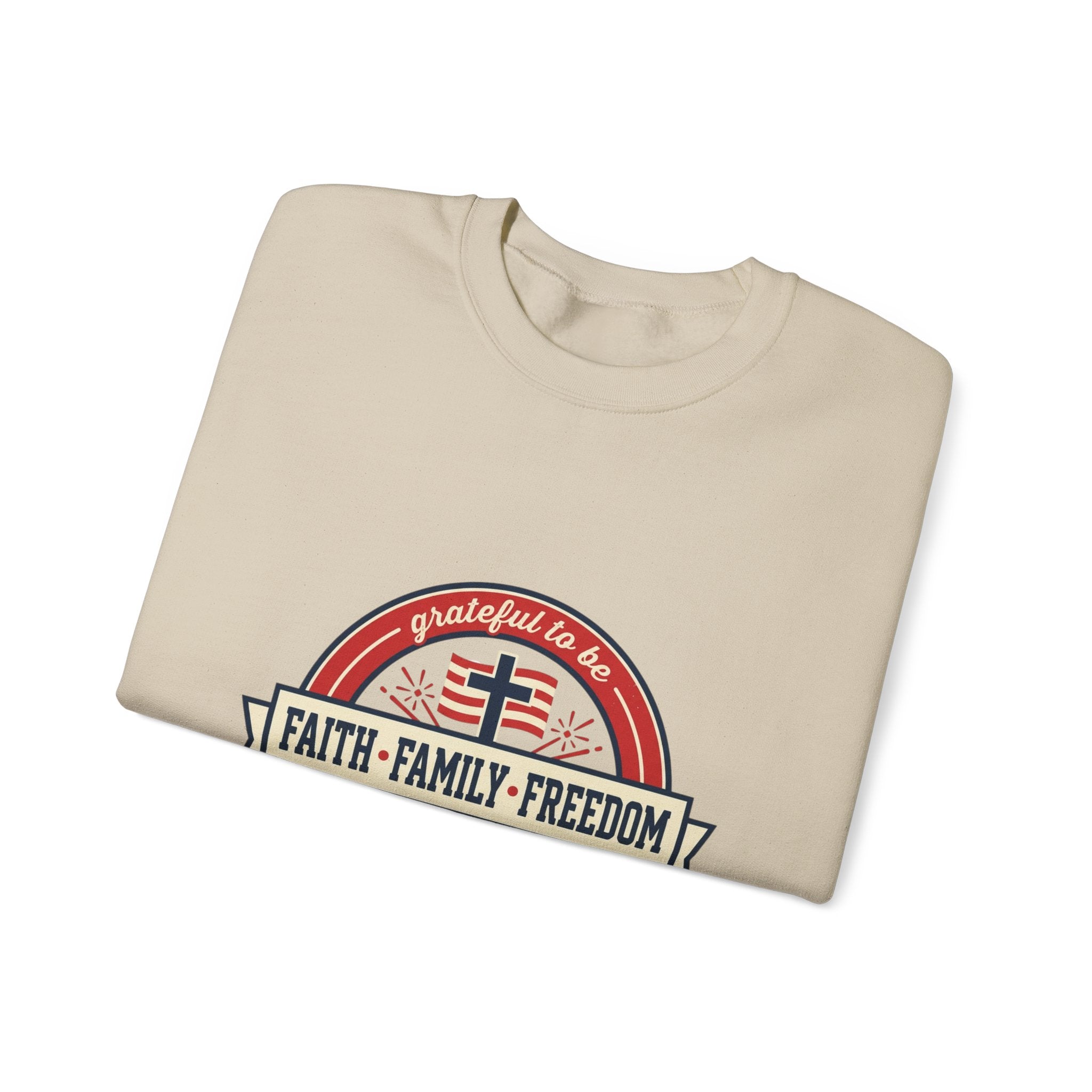 Faith • Family • Freedom Crewneck Sweatshirt | Faith-based Patriotic, Vintage Americana