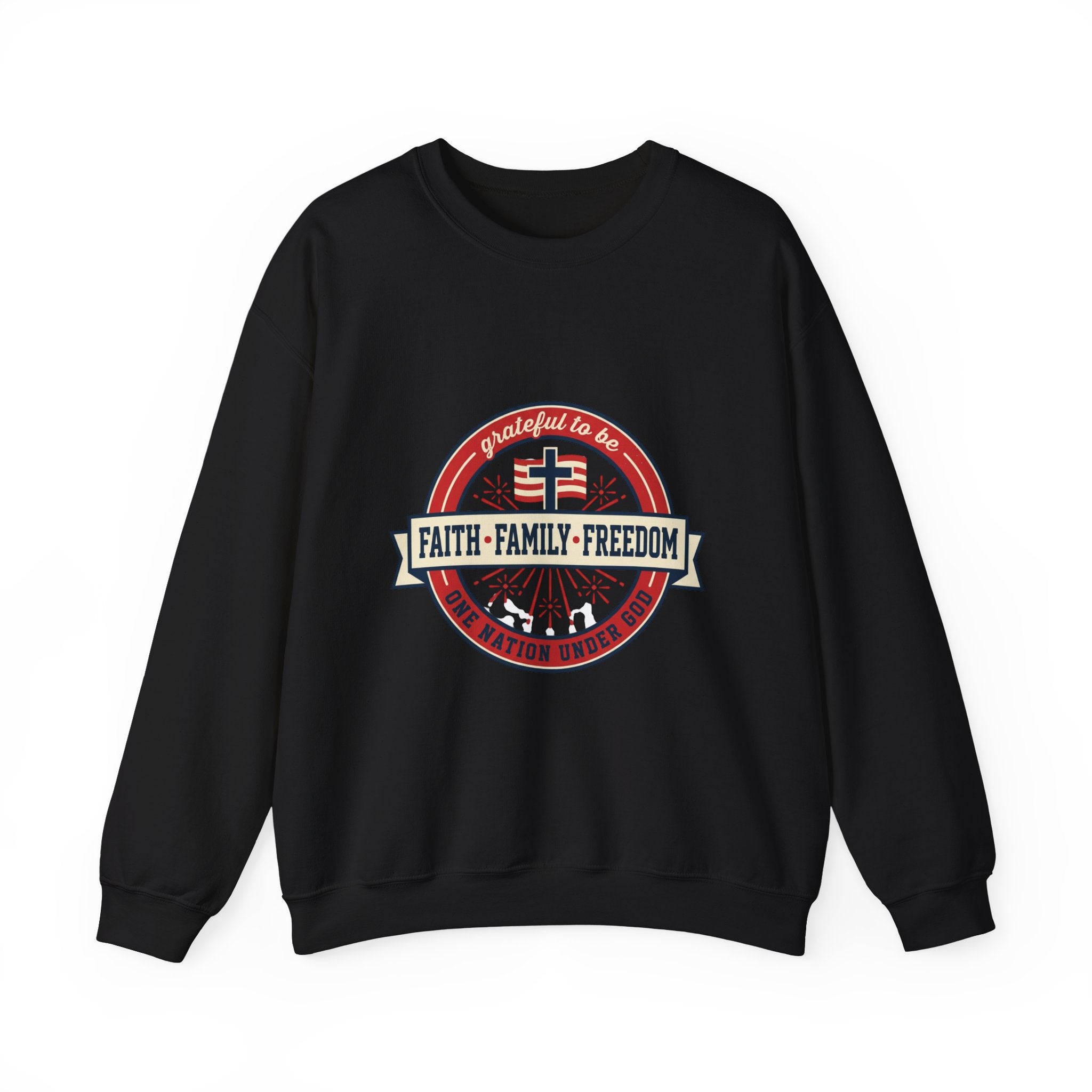 Faith • Family • Freedom Crewneck Sweatshirt | Faith-based Patriotic, Vintage Americana