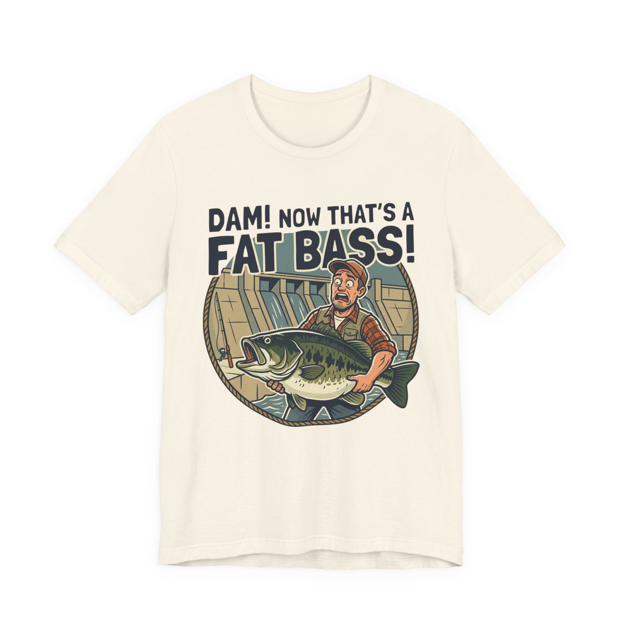 Fishing T‑Shirt – "Dam! Now That’s a Fat Bass!" Retro Angler Tee