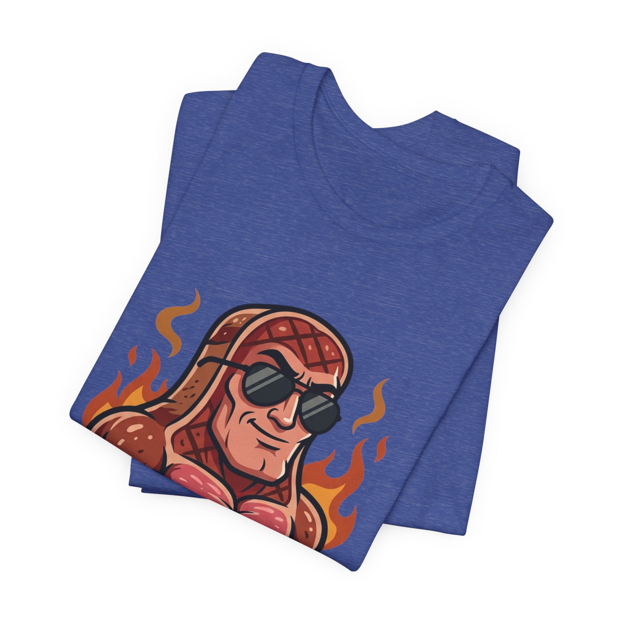 Grillin' Muscle Steak T-Shirt — Funny BBQ Meat Mascot Tee