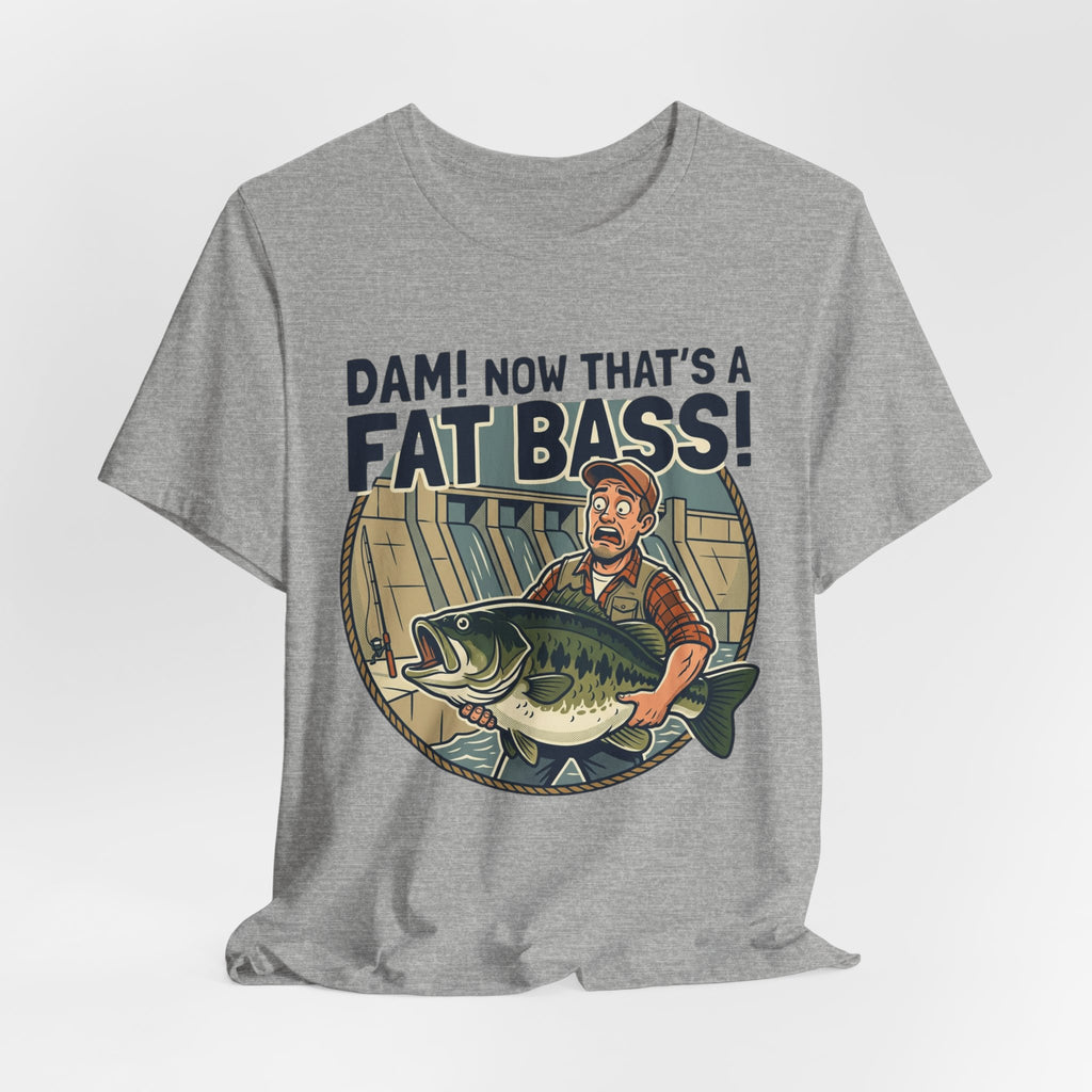 Fishing T‑Shirt – "Dam! Now That’s a Fat Bass!" Retro Angler Tee