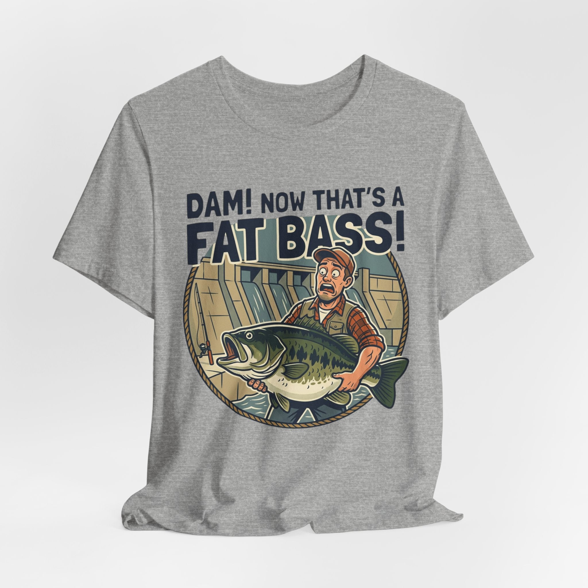 Fishing T‑Shirt – "Dam! Now That’s a Fat Bass!" Retro Angler Tee