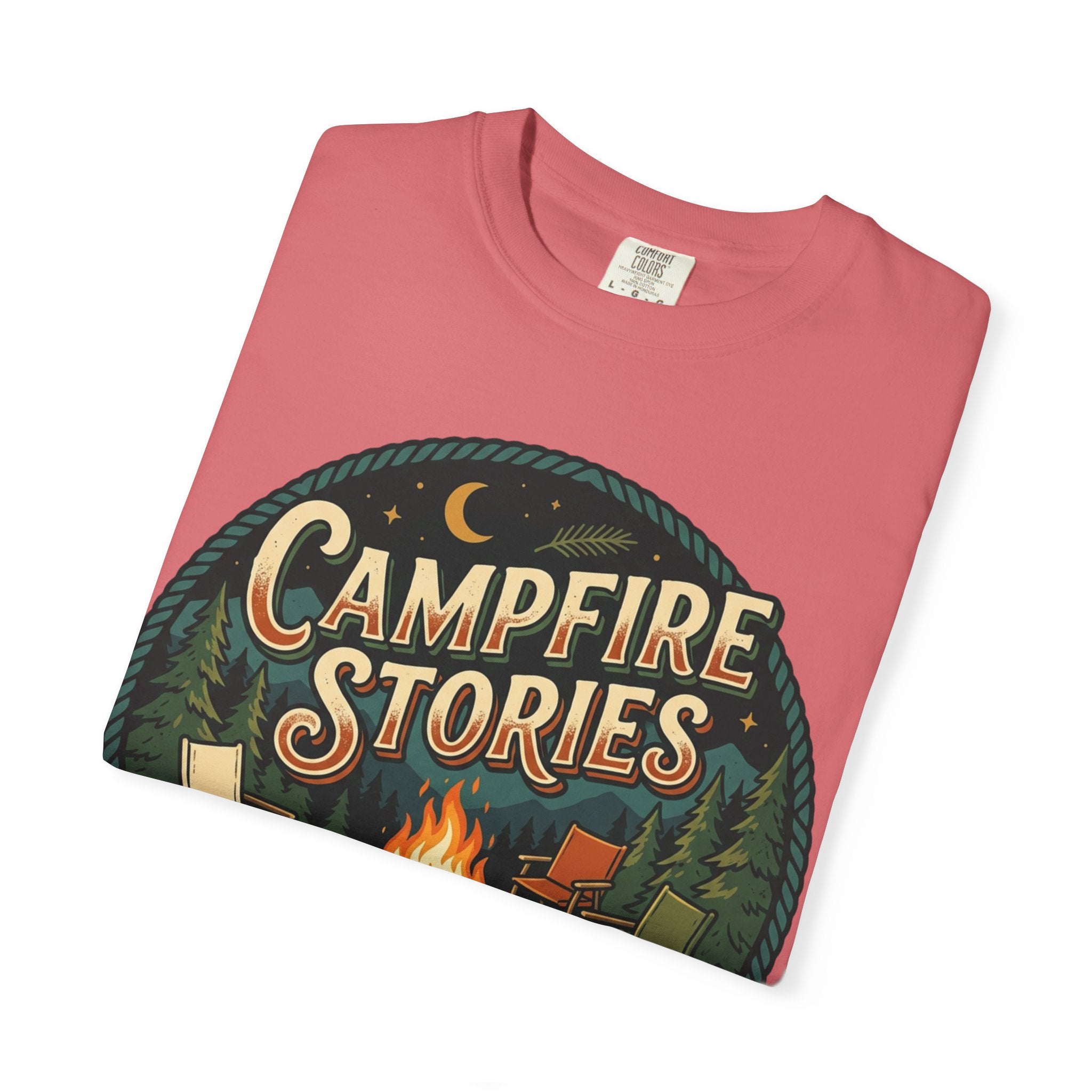 Campfire Stories T-Shirt — Vintage Camping Graphic Tee ("Campfire Stories" Loading)