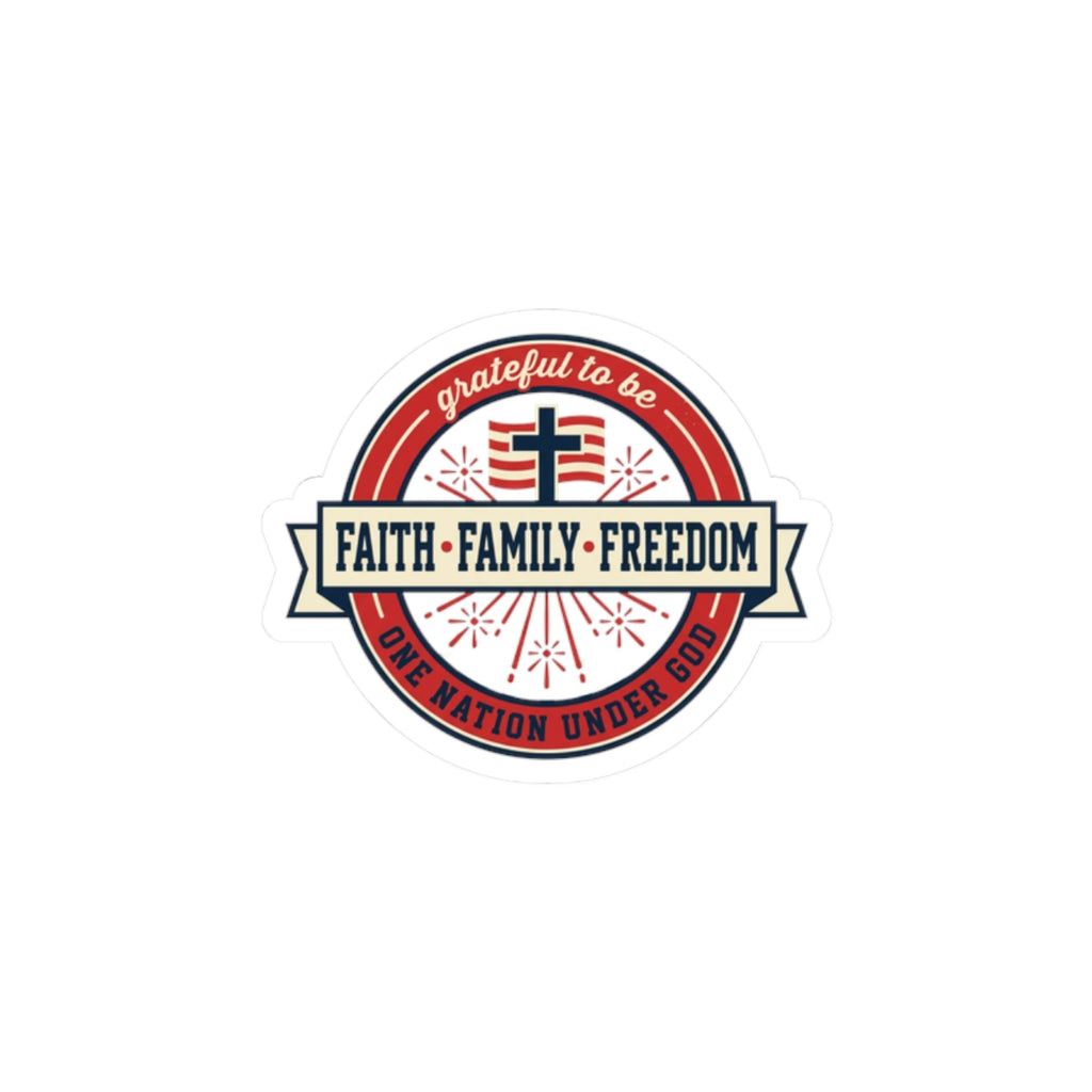 Faith • Family • Freedom Kiss-Cut Stickers | Patriotic Faith-Based, Vintage Americana