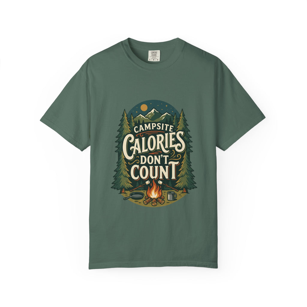 Campsite Calories Don’t Count Graphic T-Shirt — Camping Campfire Outdoors Tee