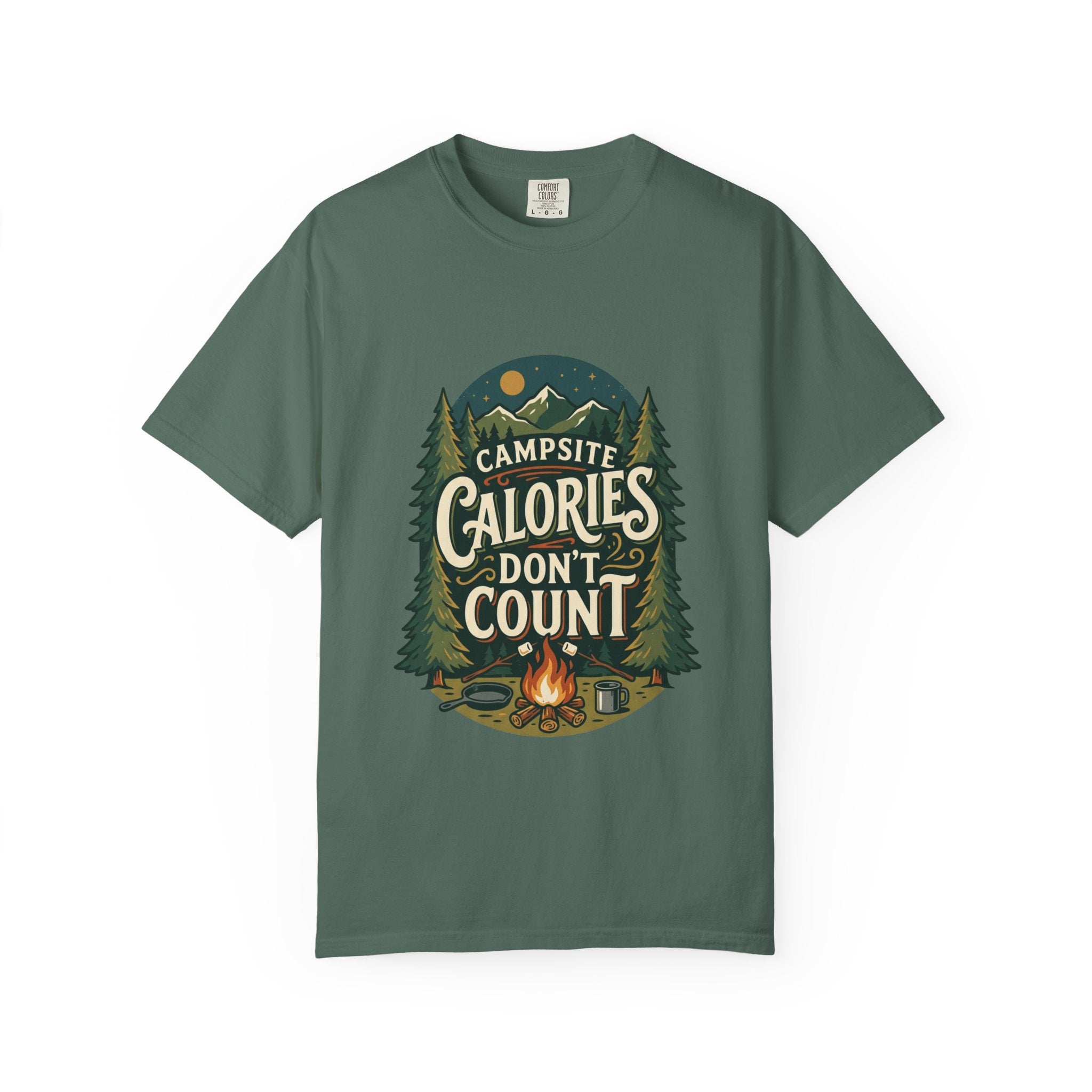 Campsite Calories Don’t Count Graphic T-Shirt — Camping Campfire Outdoors Tee
