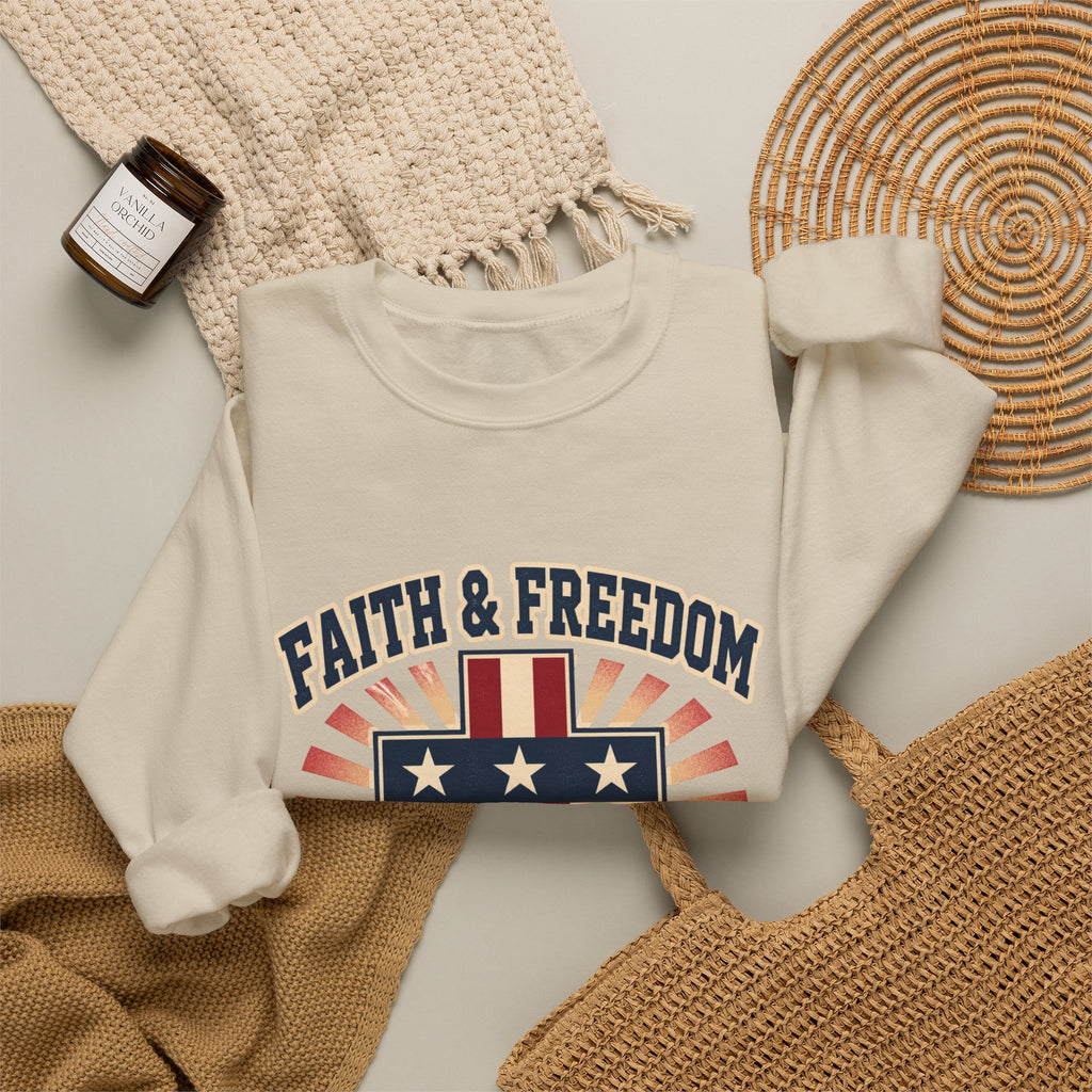 Faith & Freedom Cross Crewneck Sweatshirt | patriotic, vintage Americana