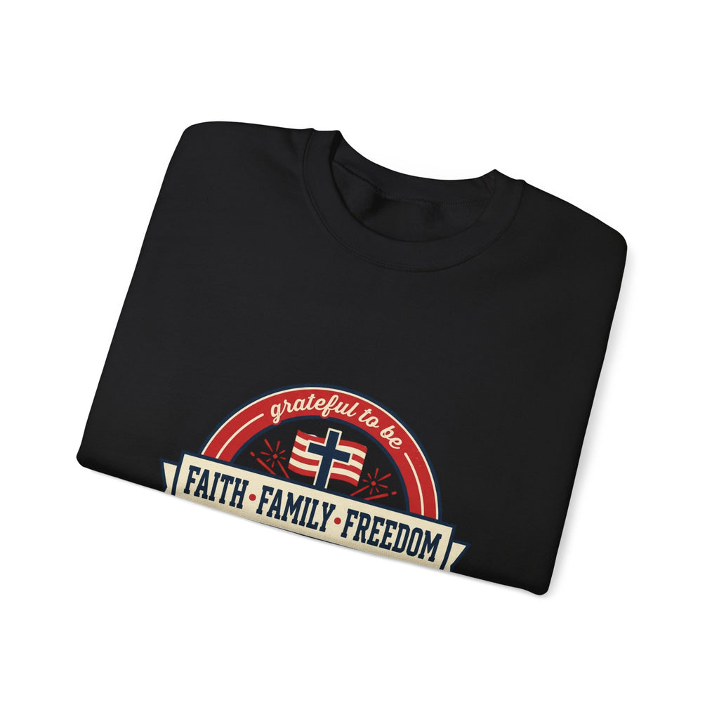 Faith • Family • Freedom Crewneck Sweatshirt | Faith-based Patriotic, Vintage Americana