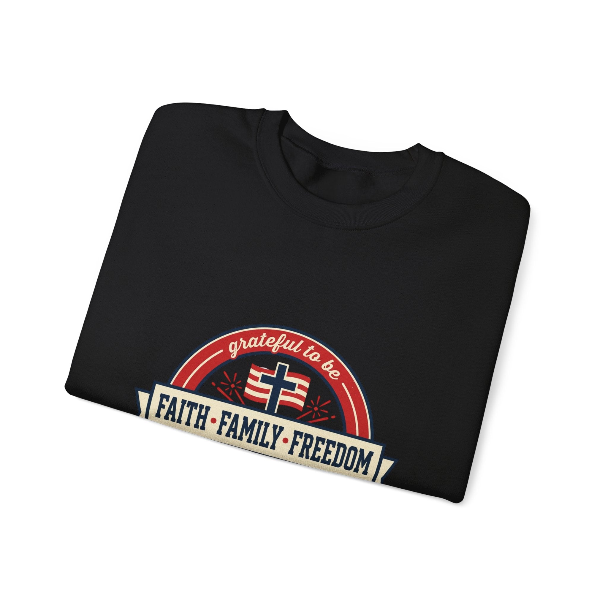 Faith • Family • Freedom Crewneck Sweatshirt | Faith-based Patriotic, Vintage Americana