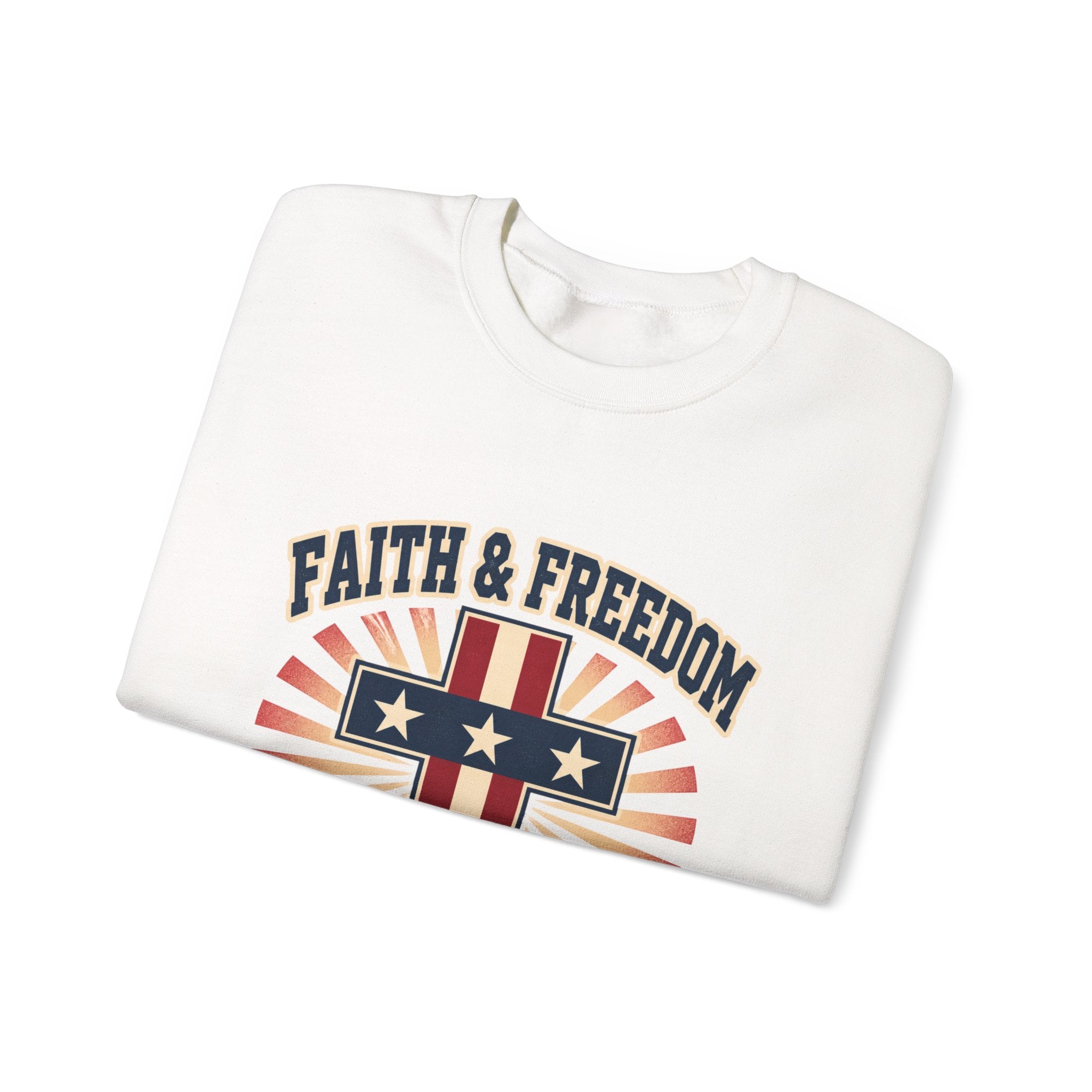 Faith & Freedom Cross Crewneck Sweatshirt | patriotic, vintage Americana