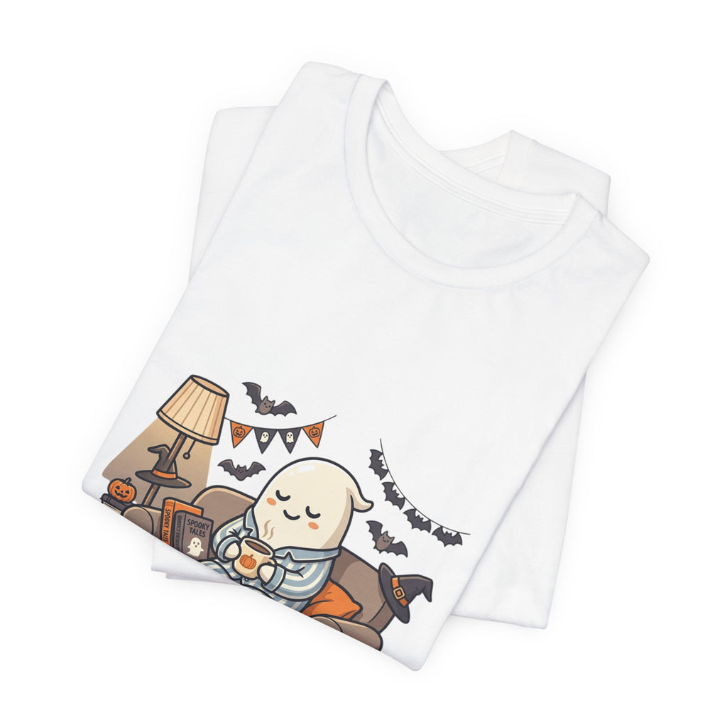 Halloween Ghost Tee — "Just Here for the Boos" Cute Spooky Graphic Shirt