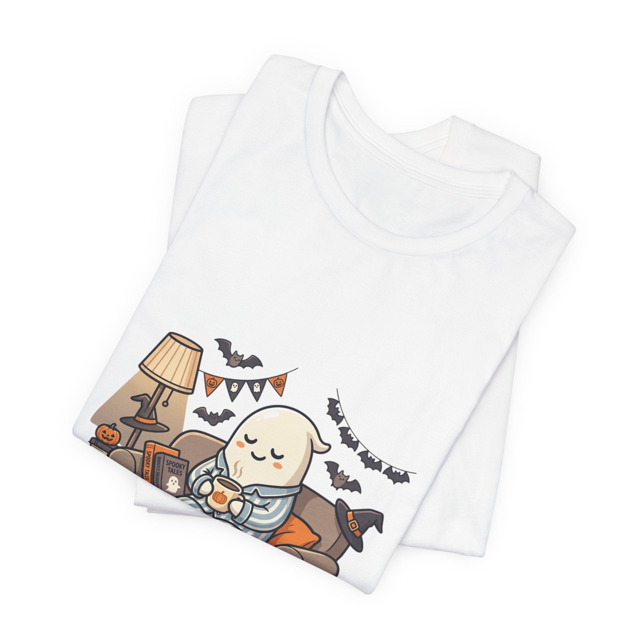 Halloween Ghost Tee — "Just Here for the Boos" Cute Spooky Graphic Shirt