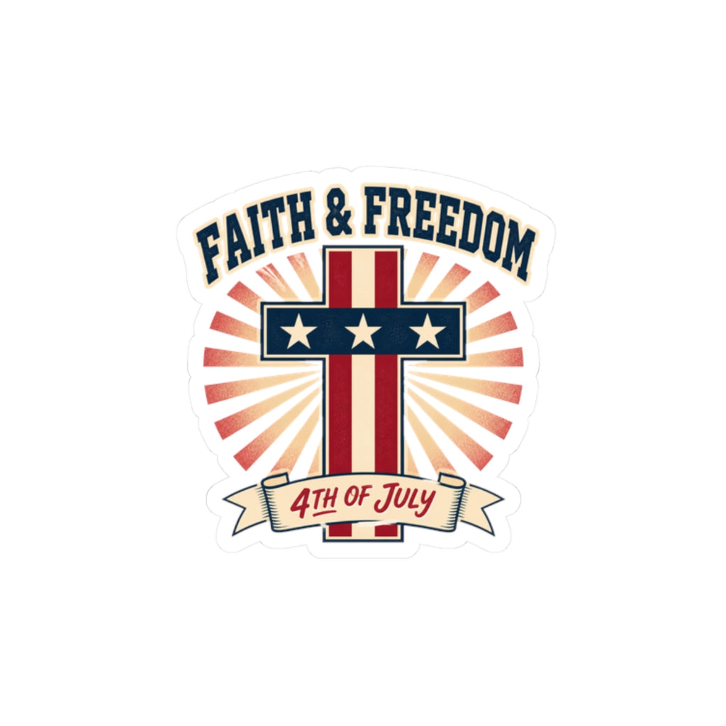 Faith & Freedom Cross Sticker | Patriotic, Faith-Based 4th of July