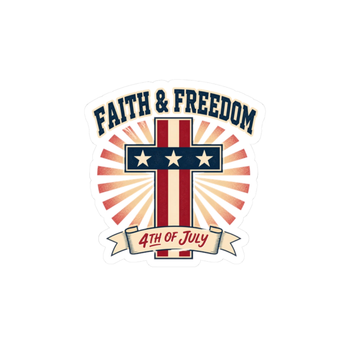 Faith & Freedom Cross Sticker | Patriotic, Faith-Based 4th of July