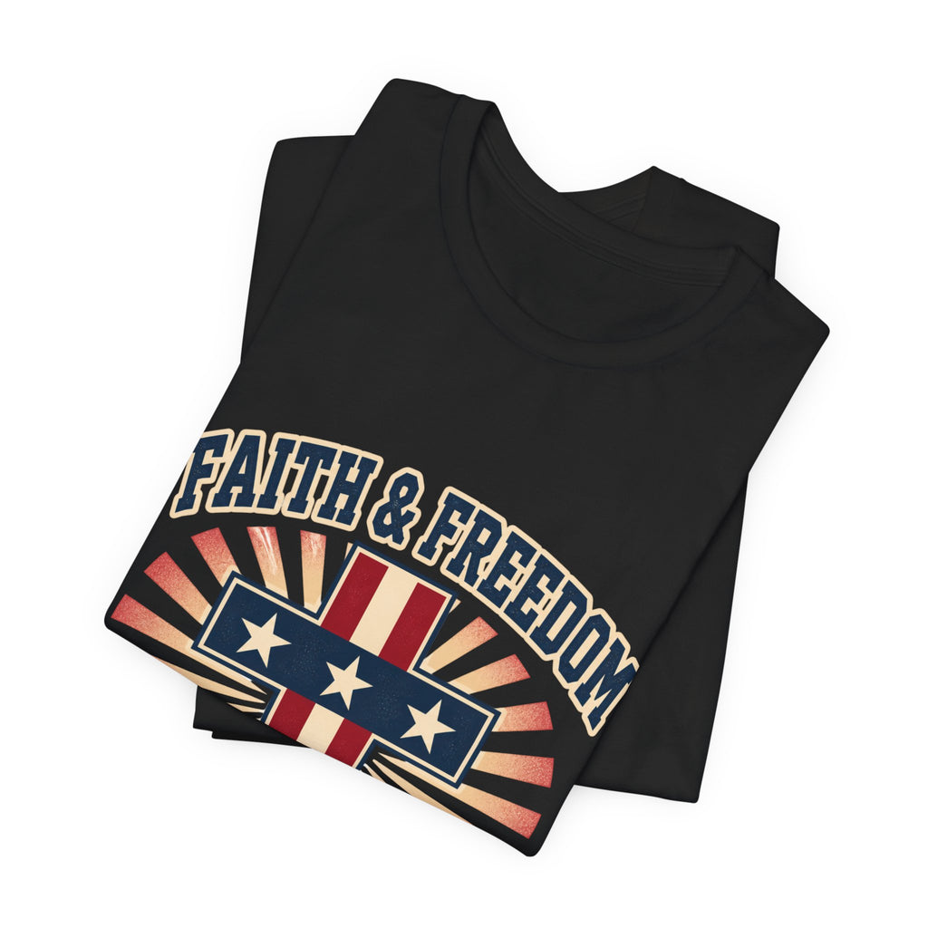 Faith & Freedom Cross Tee | Patriotic, Faith-Based July 4th Vintage Americana