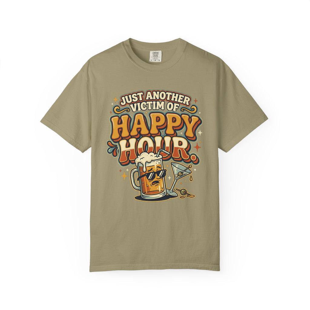 Happy Hour T-Shirt — "Just Another Victim of Happy Hour" Funny Bar Tee