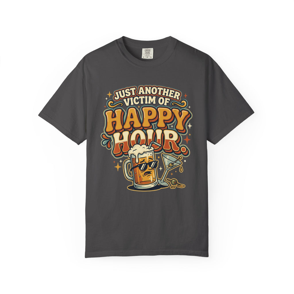 Happy Hour T-Shirt — "Just Another Victim of Happy Hour" Funny Bar Tee