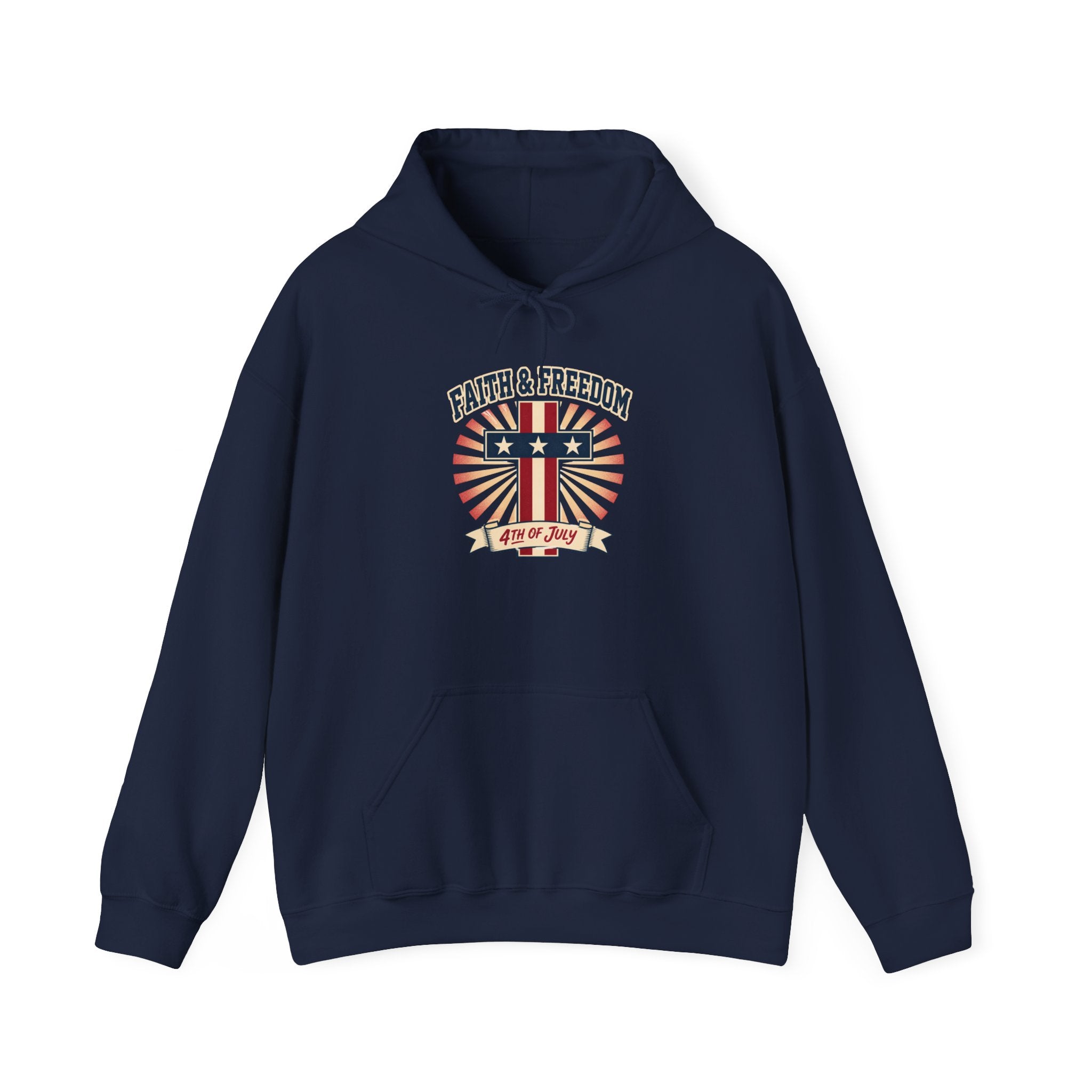 Faith & Freedom Retro Patriotic Hoodie | faith-based July 4th liberty