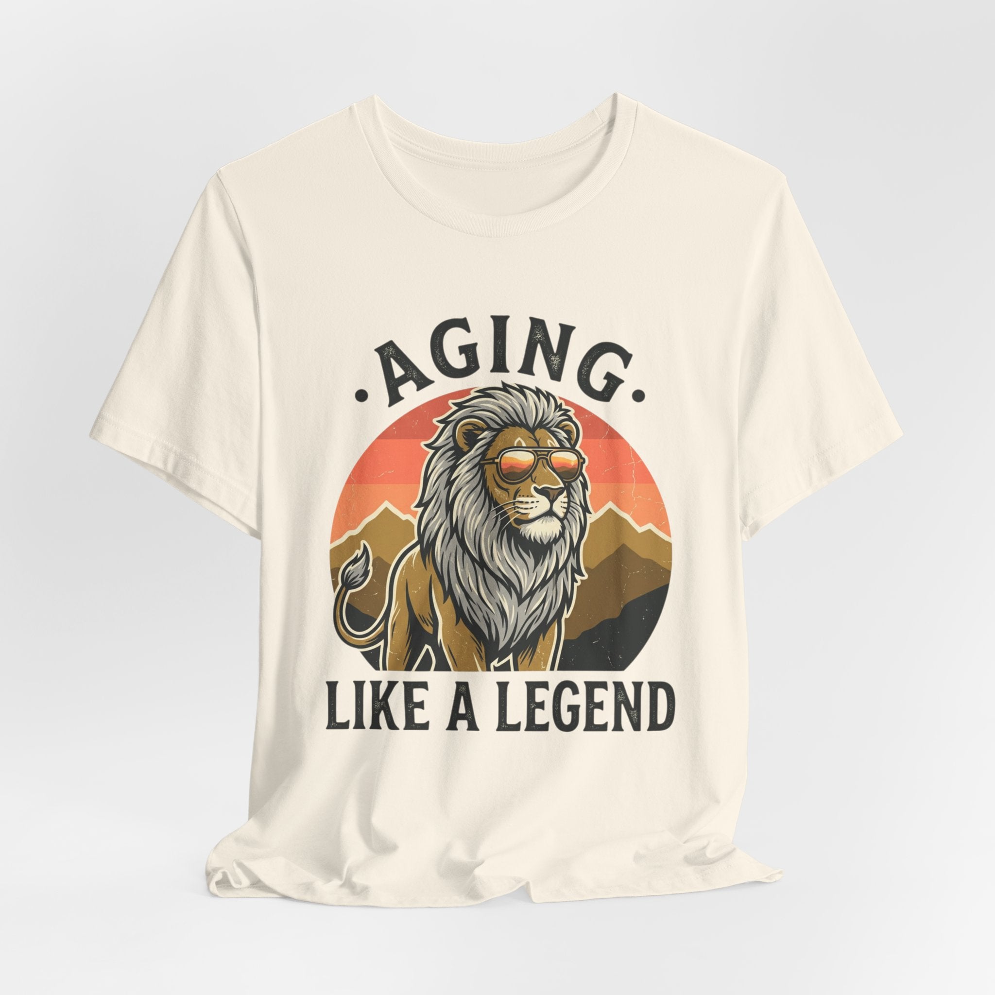 Aging Like a Legend Tee — Vintage Lion Graphic T-Shirt for Men & Women
