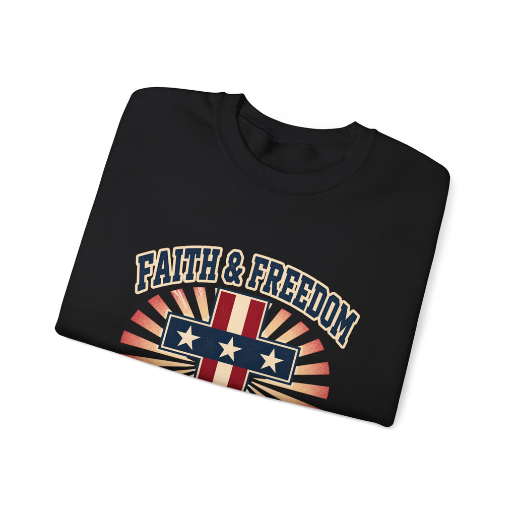 Faith & Freedom Cross Crewneck Sweatshirt | patriotic, vintage Americana