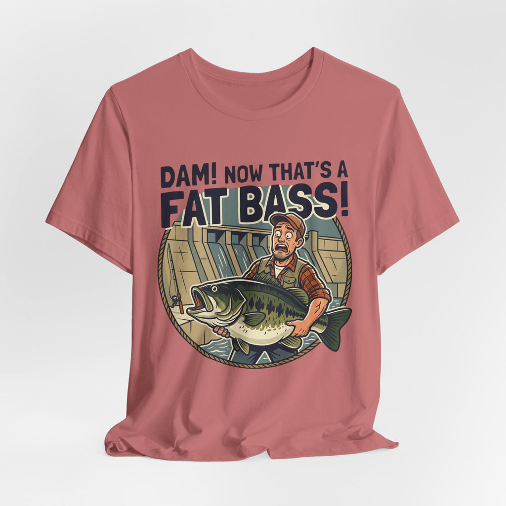 Fishing T‑Shirt – "Dam! Now That’s a Fat Bass!" Retro Angler Tee