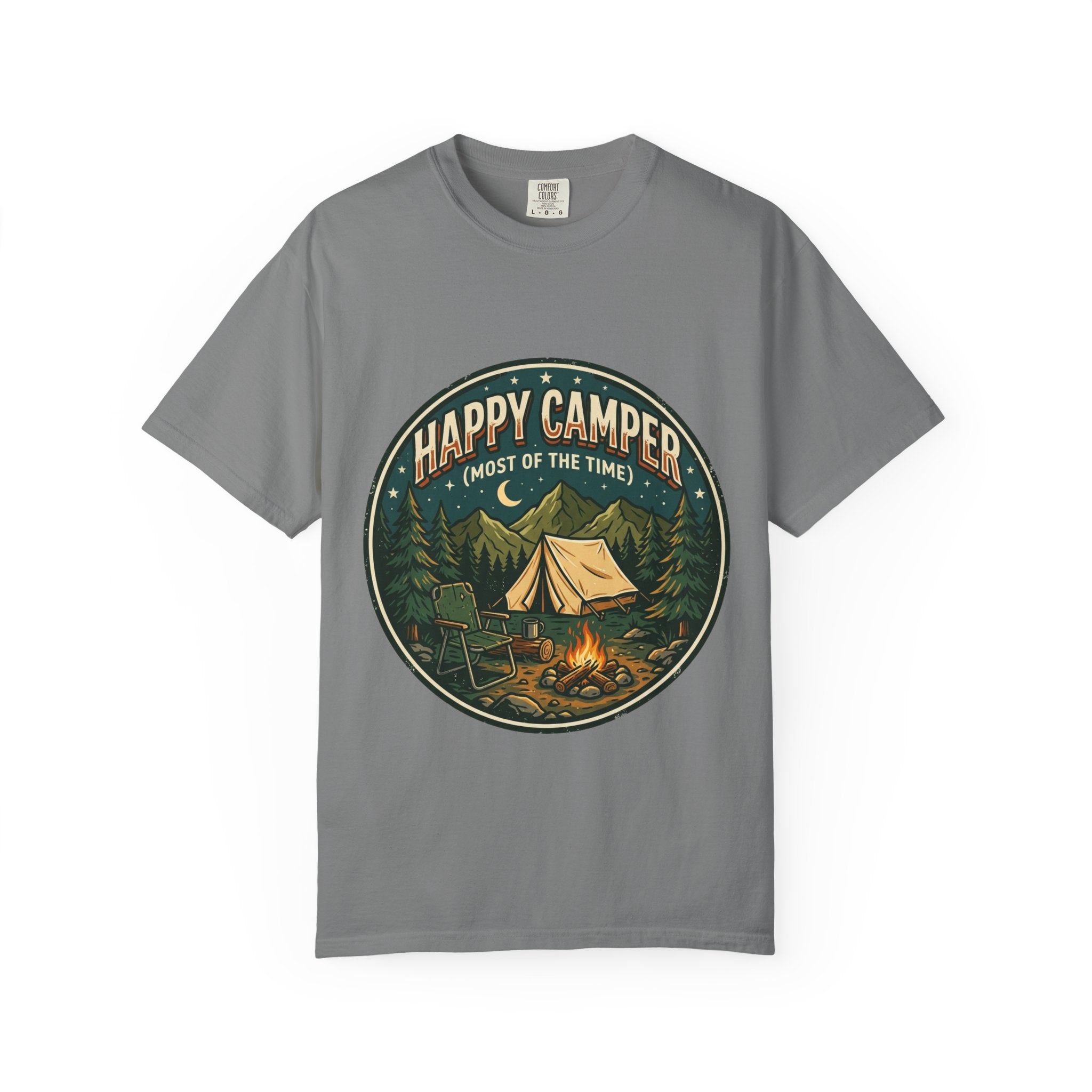 Happy Camper T-Shirt — Campfire Tent Graphic Tee