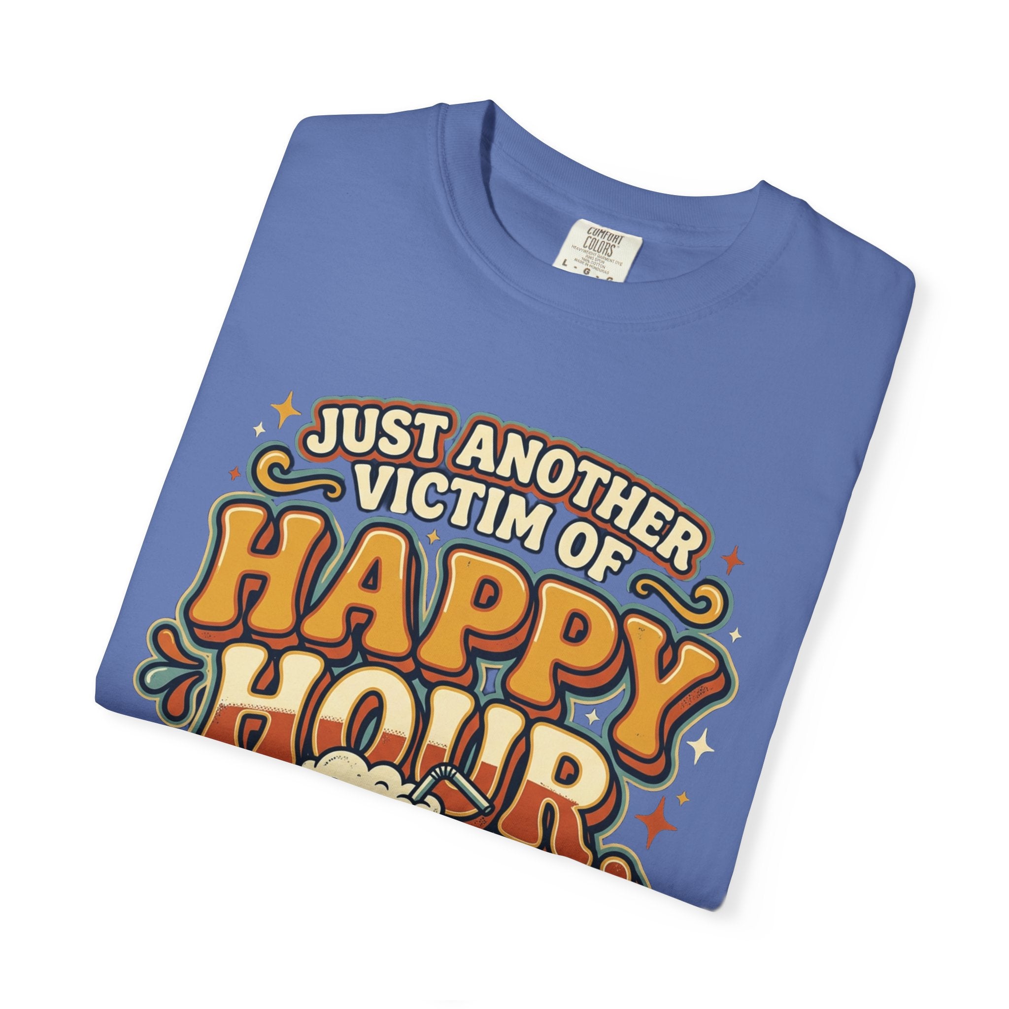 Happy Hour T-Shirt — "Just Another Victim of Happy Hour" Funny Bar Tee